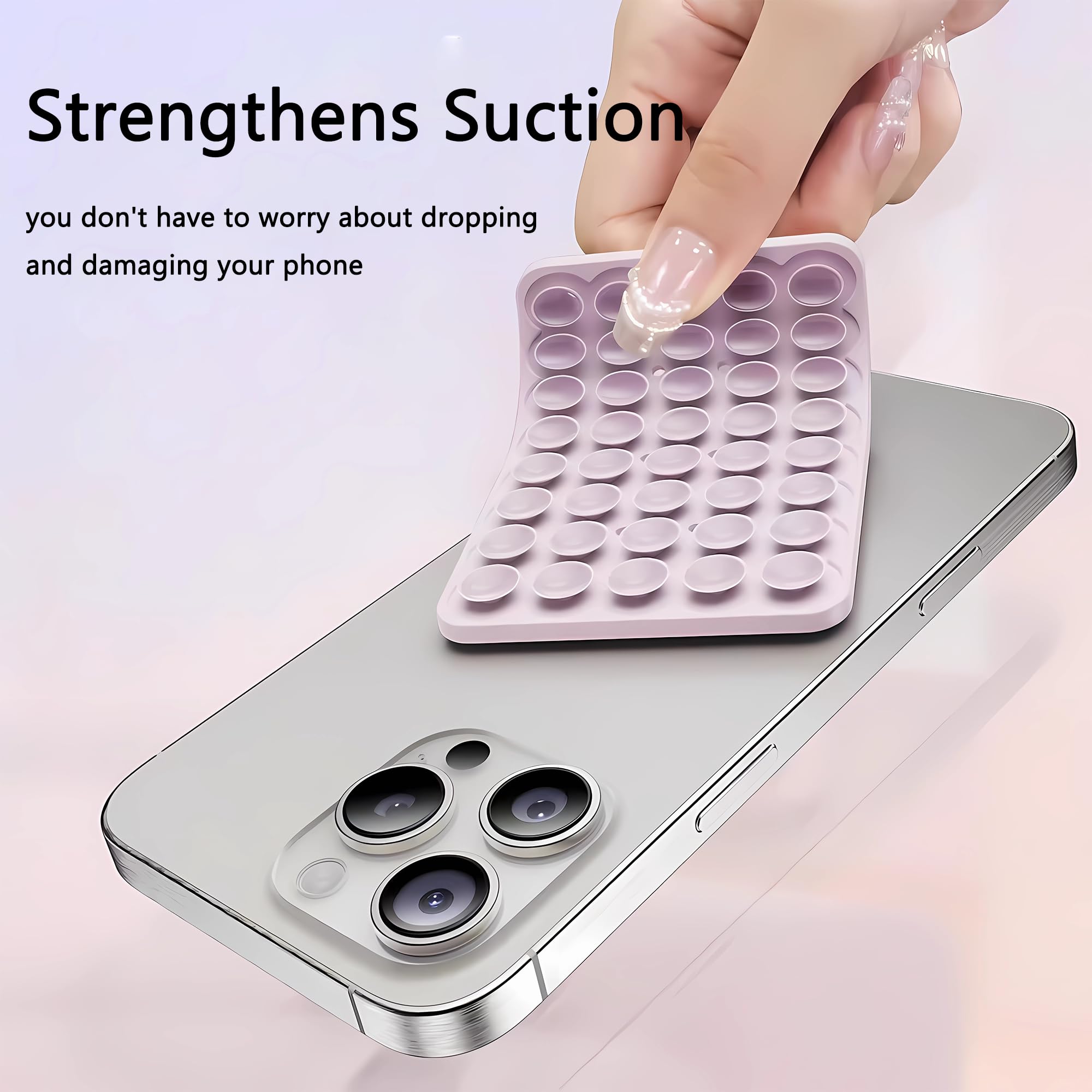 Silicone Double-Sided Suction Phone Grip Detachable - Car Dashboard/Mirror Phone Holder, Reusable, Waterproof, Stress-Relieving