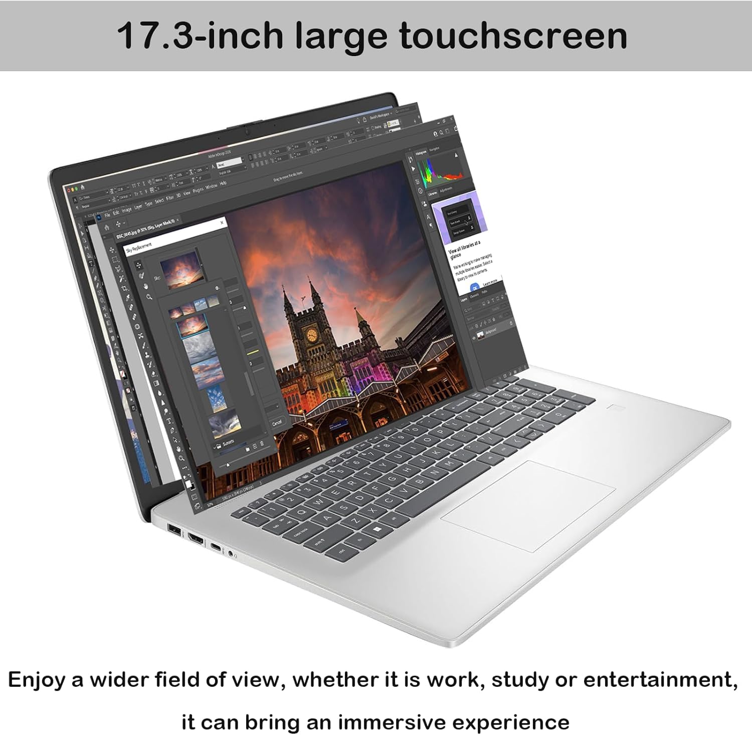 Hp Premium Touchscreen Business Laptop - 17.3'' Fhd+, 13Th Gen Intel I7-1355U, 32Gb Ram, 2Tb Pcie Ssd, Webcam, Fingerprint Reade