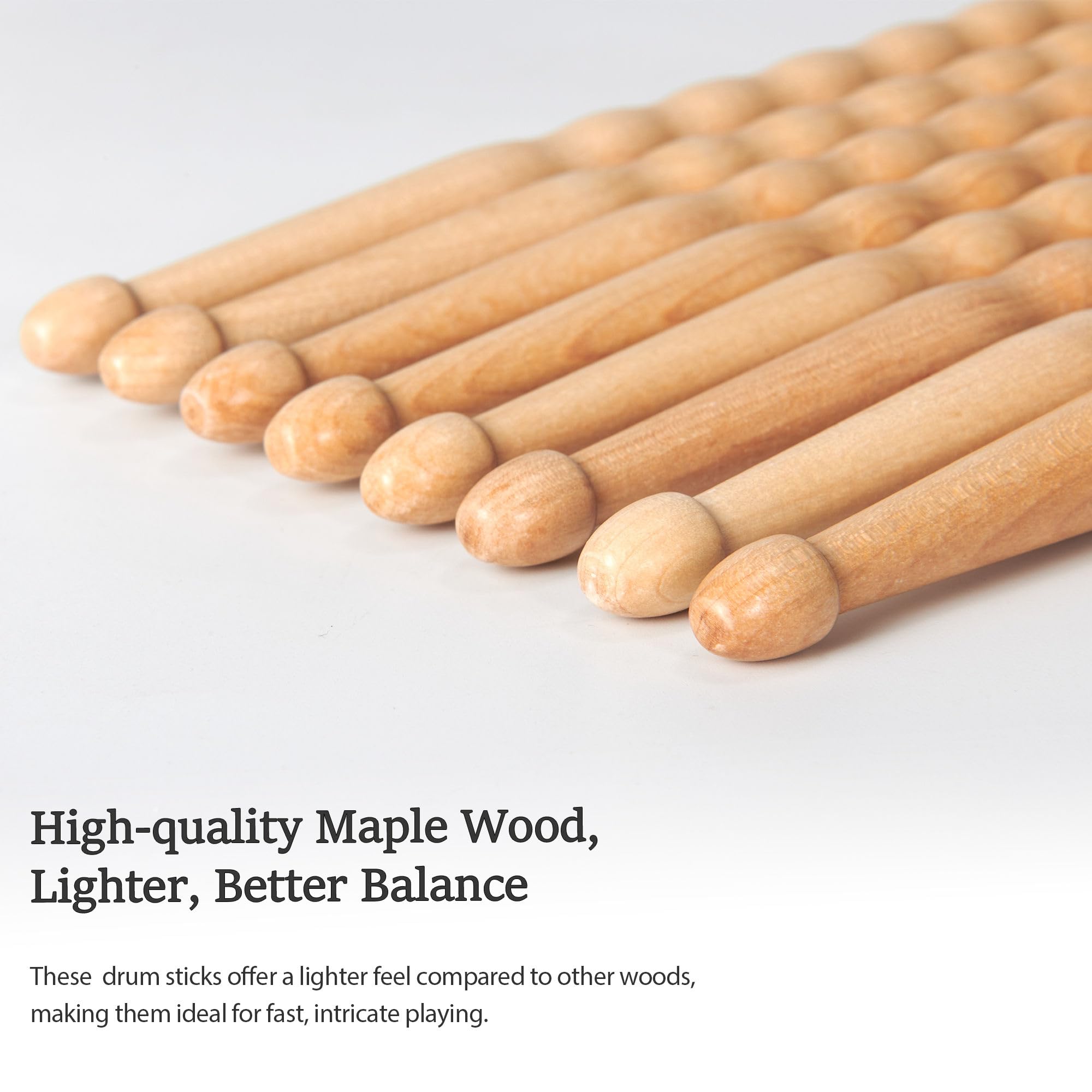 Arlx Drum Sticks 5A 4 Pair Maple Wood Drumsticks Non Slip Wave Design For Drums (4 Pair Wave 5A Drum Sticks)