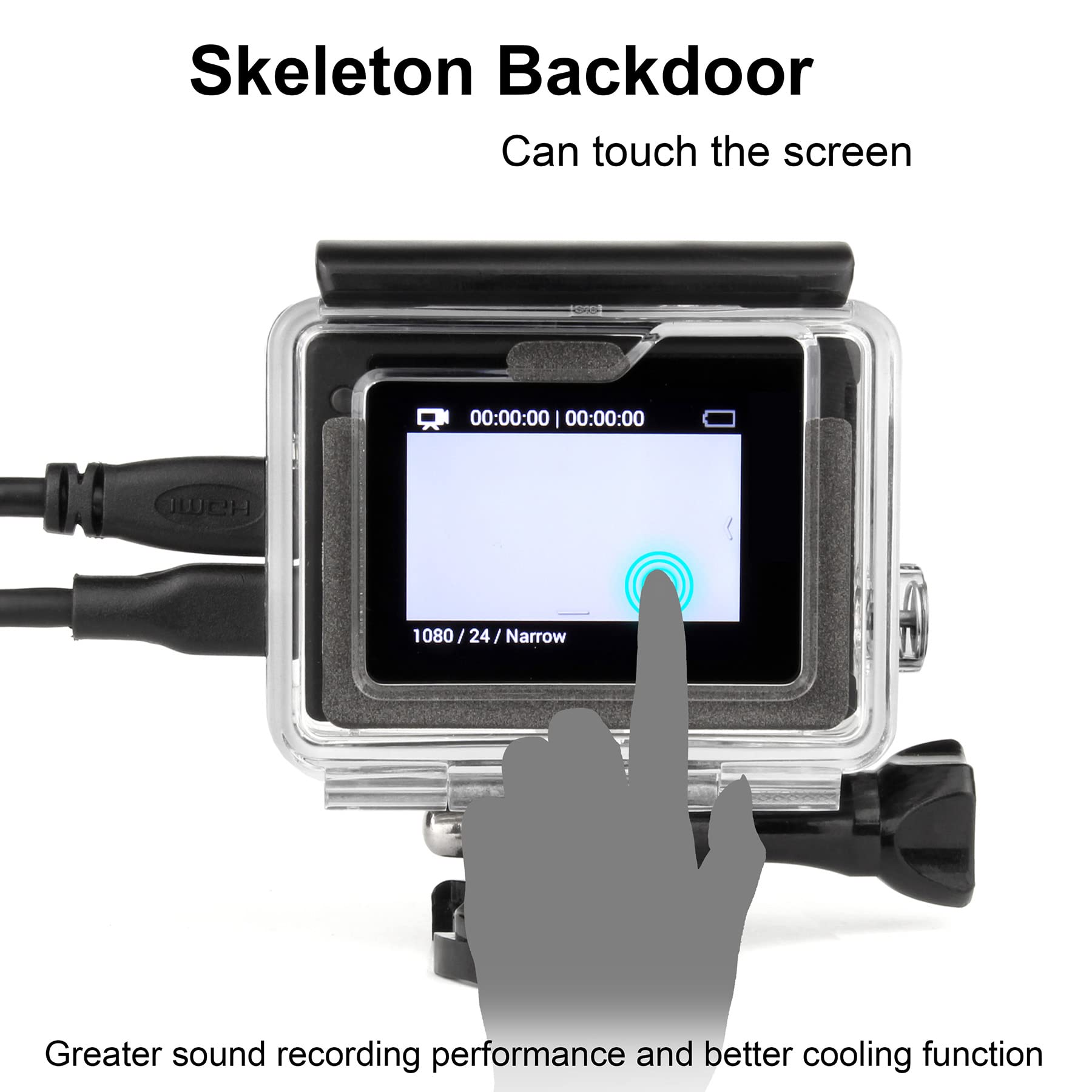 Soonsun Side Open Protective Skeleton Housing Case For Gopro Hero 4 Black, Hero 4 Silver, Hero 3+, Hero 3 Cameras   Lcd Screen T