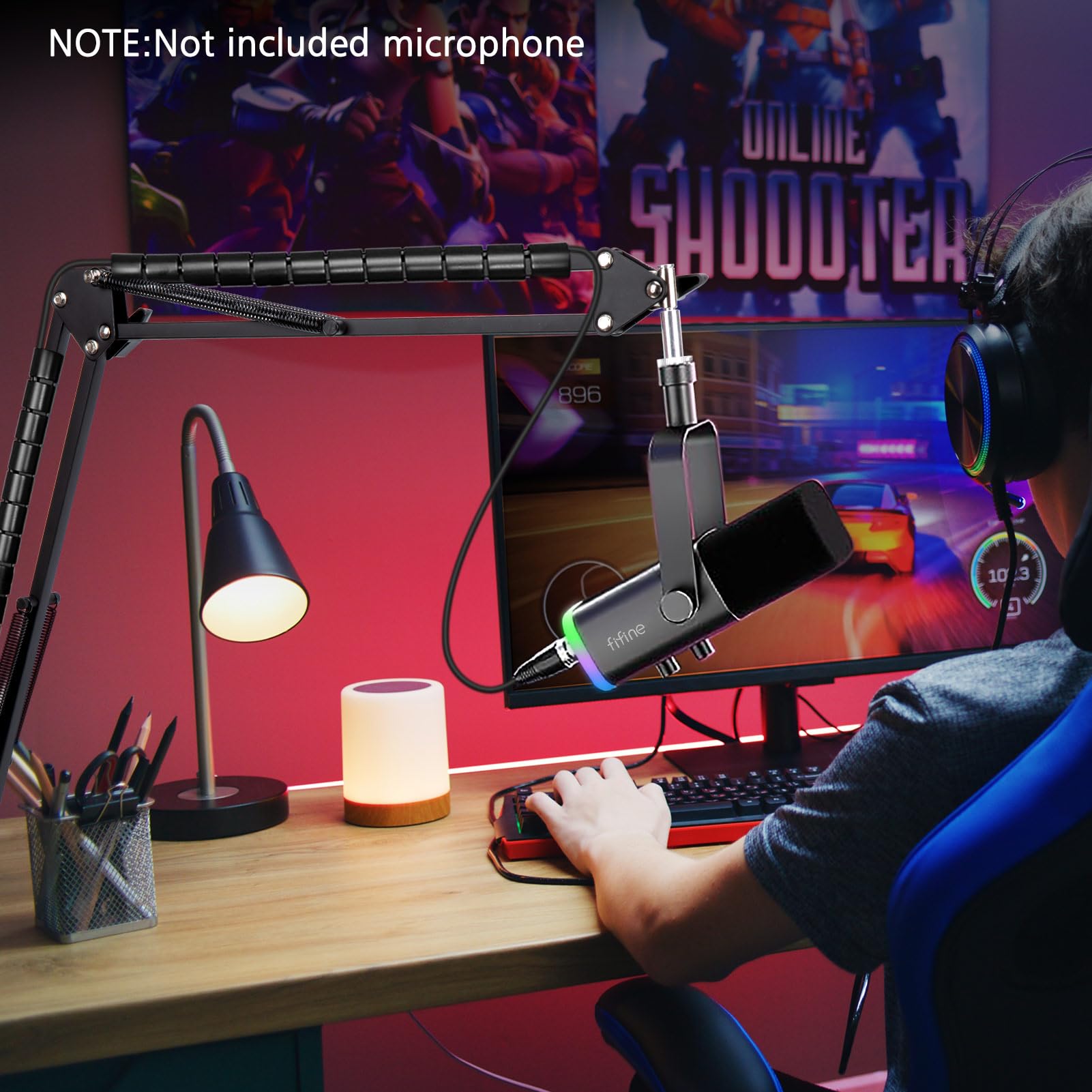 Sunmon Fifine Am8 Boom Arm   Metal Scissor Mic Boom Arm For Fifine Mic, Fifine Boom Arm With 3/8'' To 5/8'' Adapter,Fifine K688