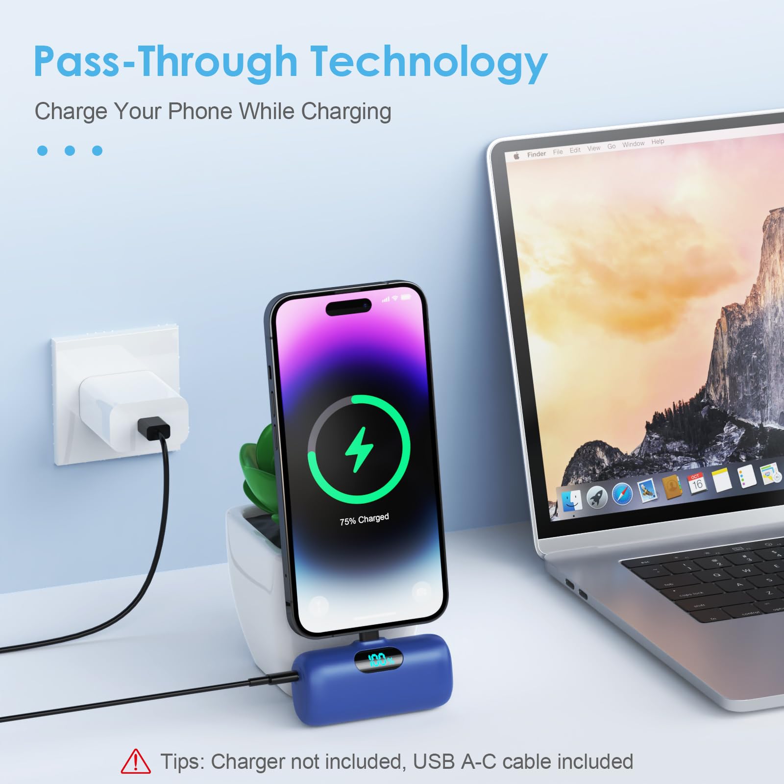 Small Portable Charger For Iphone, Upgraded 5000Mah Pd Fast Charging Power Bank,Mini Plug In Battery Pack Backup Charger Compati