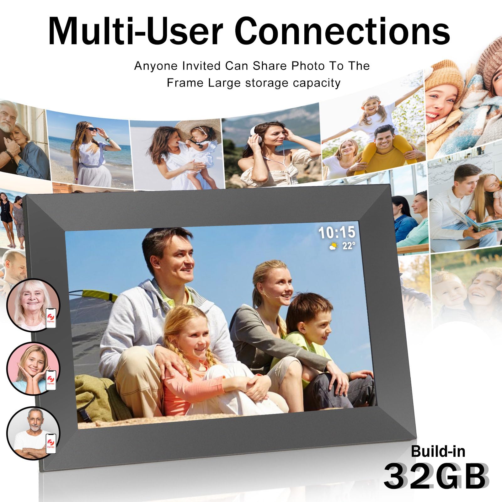 Ssini 10.1 Inch Smart Wifi Digital Picture Frame 1280X800 Hd Ips Touch Screen Photo Frame Electronic,Auto Rotate,Built In 32Gb S