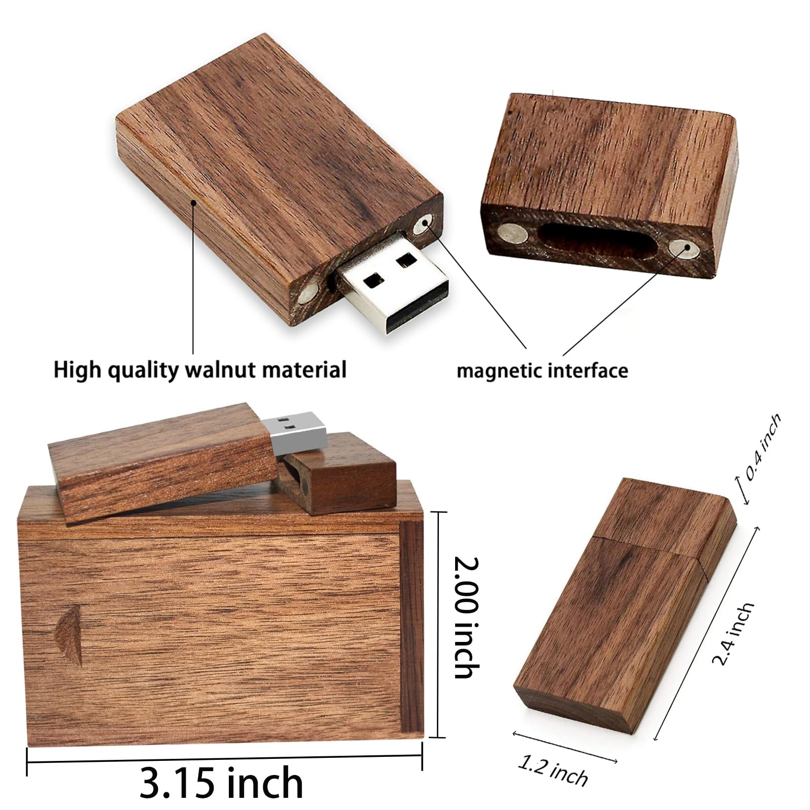 Wood Usb Flash Drive With Wooden Gift Box Tatmohik 16Gb Usb 3.0 Wedding Wood Flash Drive Box Walnut Wooden Thumb Drive For Keeps