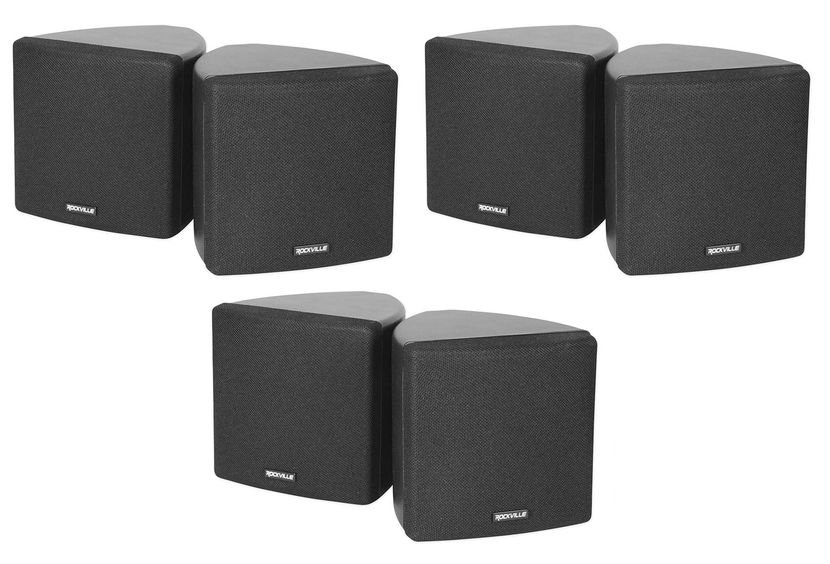 Rockville Cube 70V Black Pair 3.5 Commercial Wall Speakers, Swivel Mount, 70V Tap Settings, Clear Audio, for Restaurants and Off