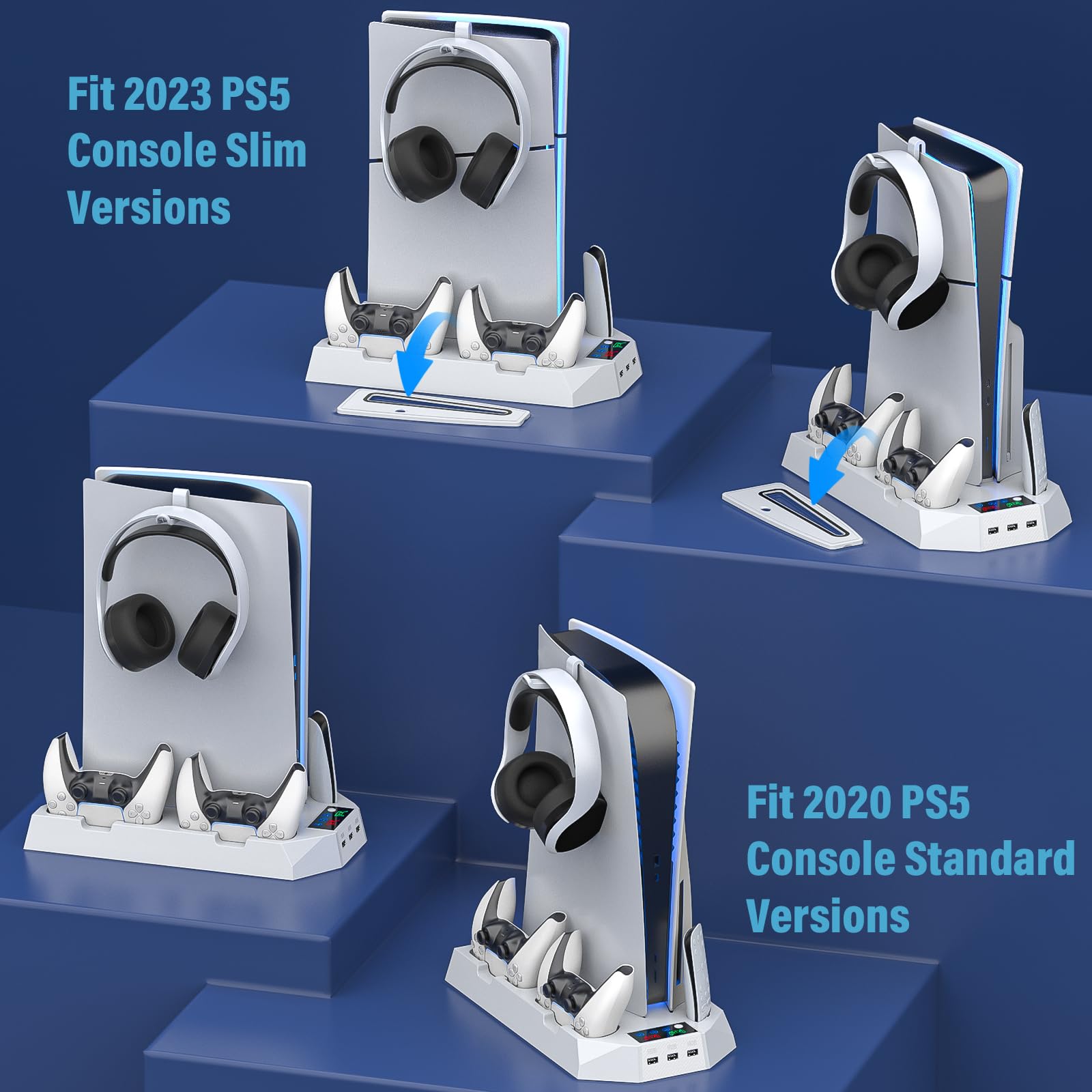 Ps5 Slim Stand And Cooling Station With Controller Charging Station For Playsation 5 Slim&Standard Disc/Digital Console, Ps5 Acc