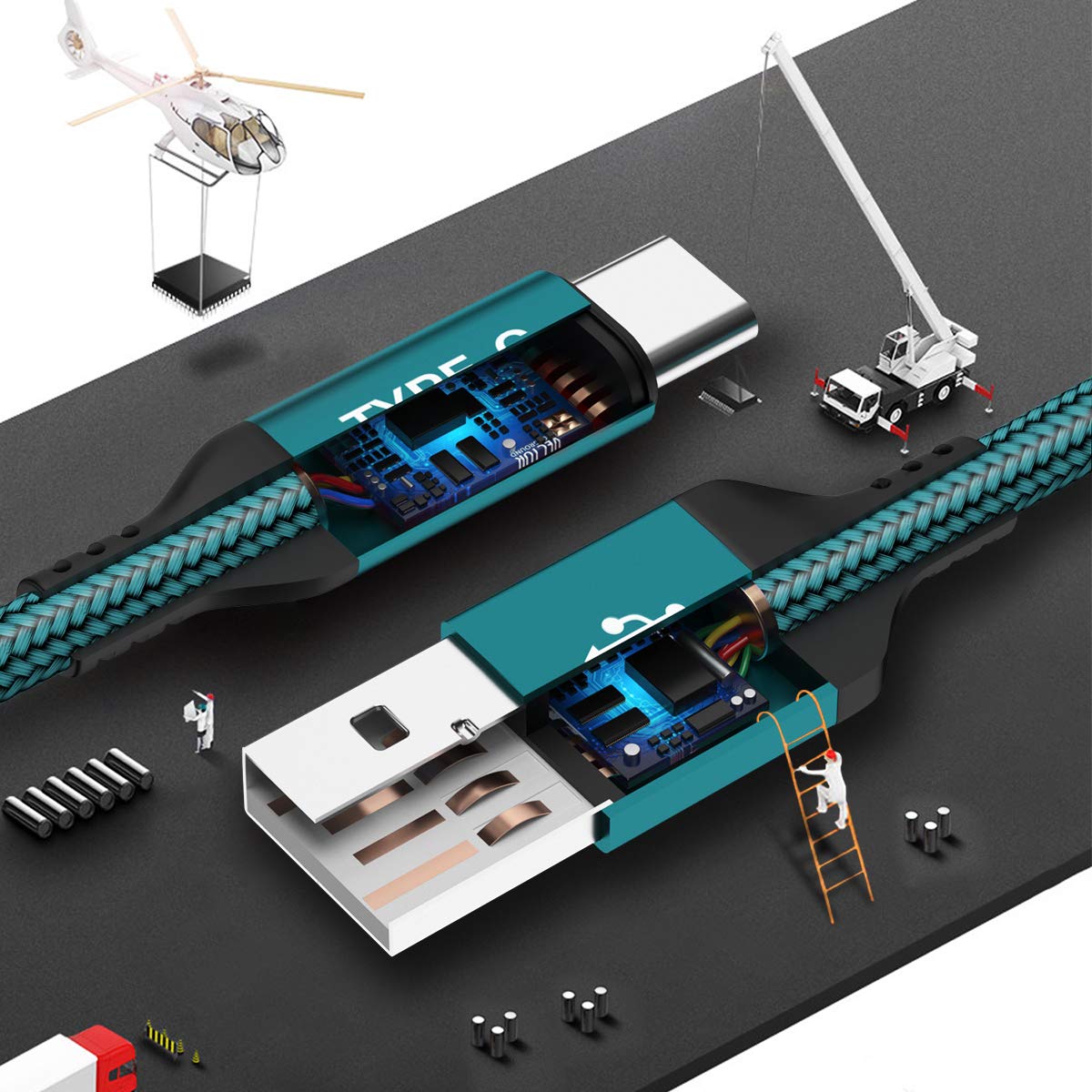Akoada Usb C To Usb A Fast Charger Cable, Usb C Cable 3 Pack (6.6Ft+6.6Ft+6.6Ft) Iphone 15 Cable For Iphone 15/15 Plus/15 Pro/15 Pro Max Samsung Galaxy S23 S22 S21 S20 S10 Pixel Lg Moto Ps5 Green