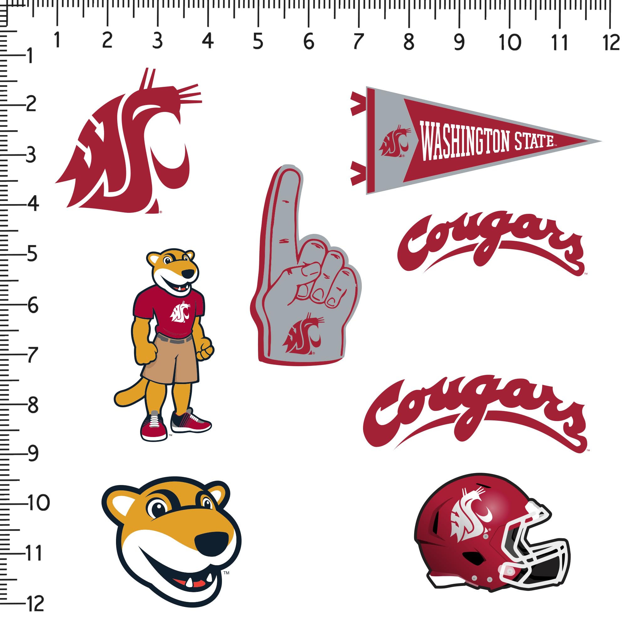 Washington State University 8Ct Vinyl Large Deluxe Stickers Variety Pack   Laptop, Water Bottle, Scrapbooking, Tablet, Skateboar