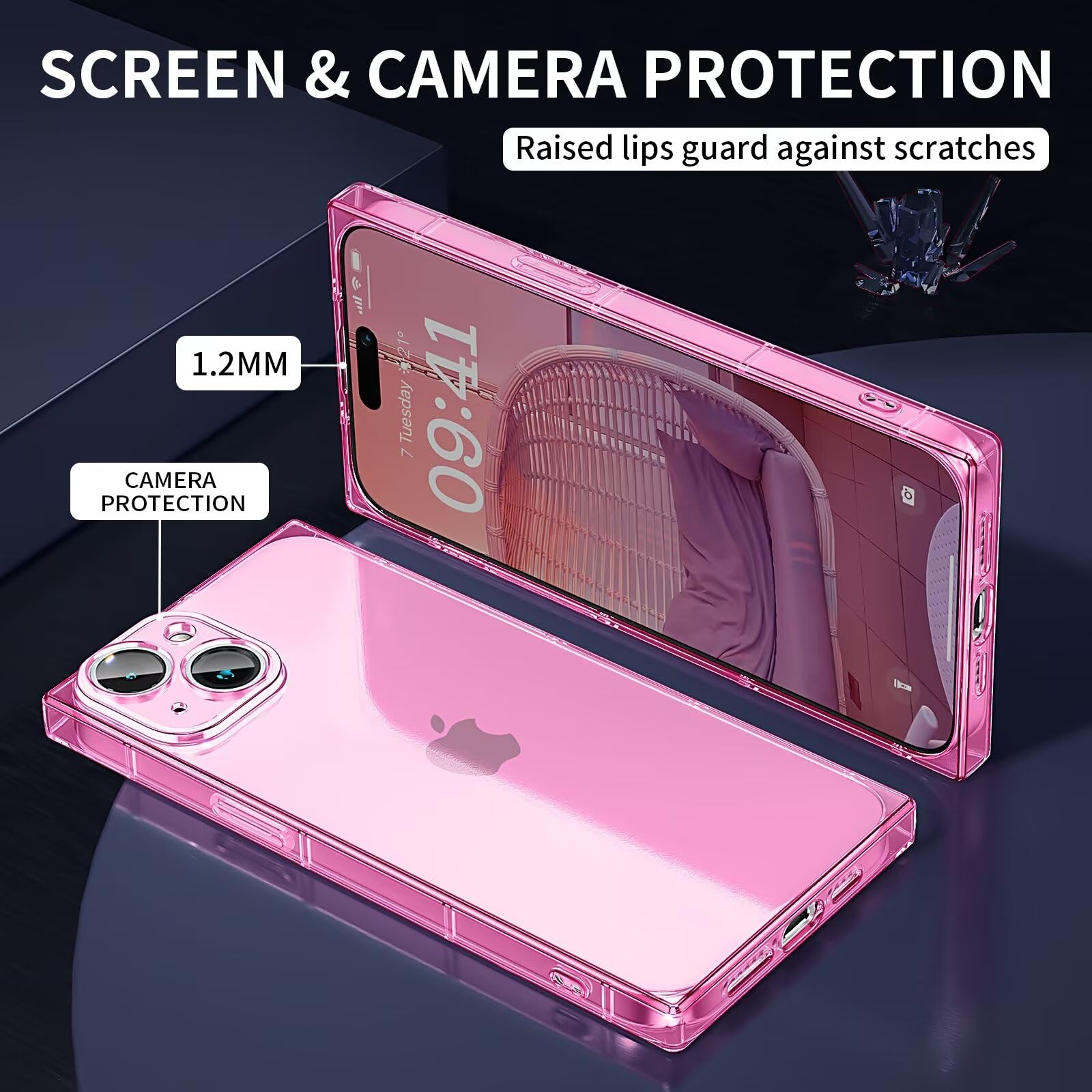 Tzomsze Case For Iphone 15 Case Clear,Camera Protection & Reinforced Corners Tpu Cushion,Slim Silicone Shockproof Case Cover For