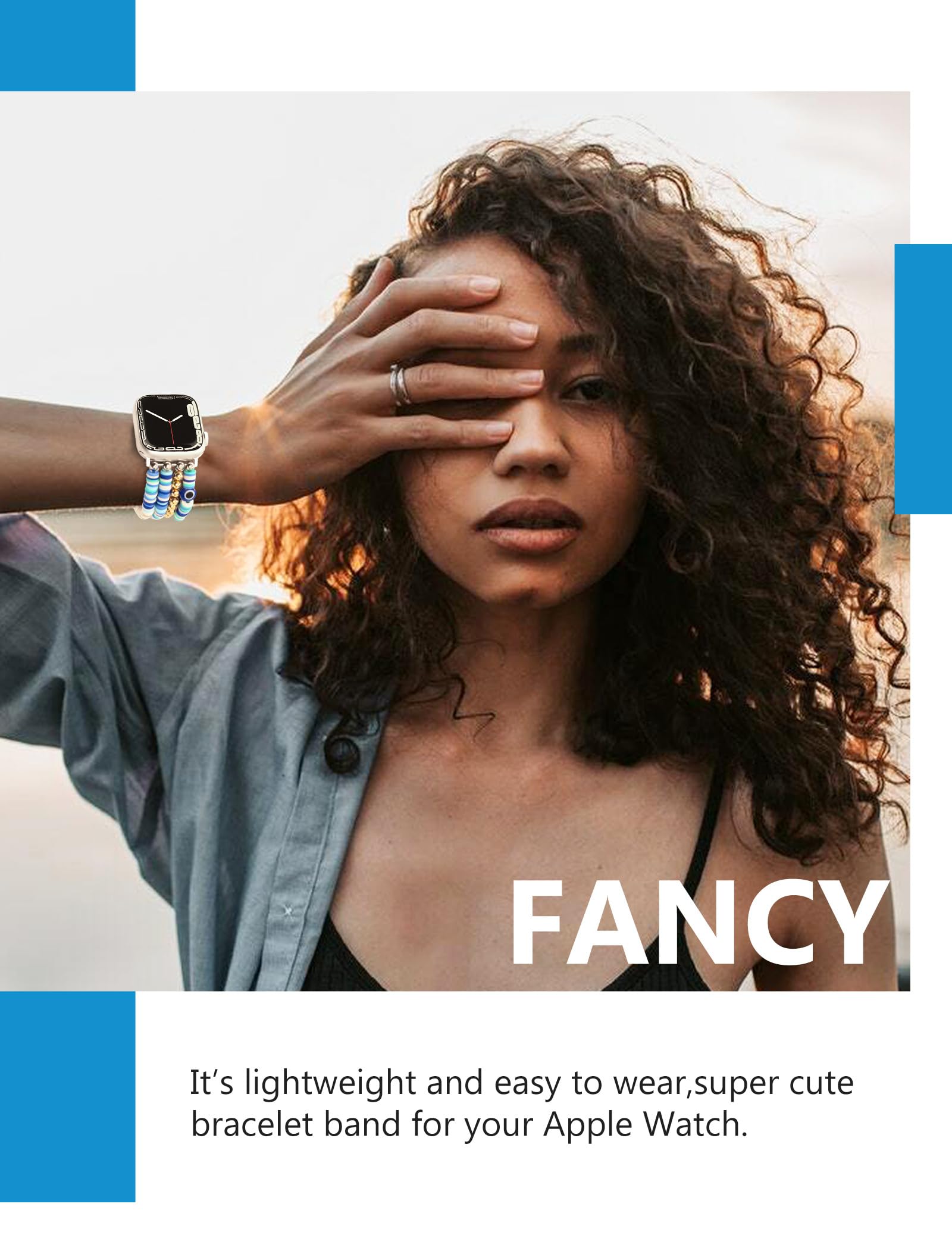 Jr.Dm Beaded Bracelet Compatible With Apple Watch 38Mm 40Mm 41Mm 42Mm For Women, Stretchy Gillter Evil Eyes Jewelry Handmade Wat