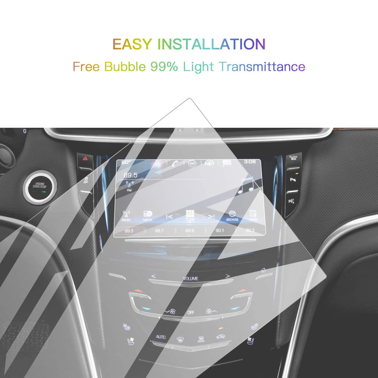 Sktu Screen Protector Foils For 2015 2019 Cadillac Xts Cue Infotainment Interface 8In Navigation Display Tempered Glass 9H Hardness Anti Glare Hd Clear Chevrolet Lcd Gps Touch Screen Protective Film