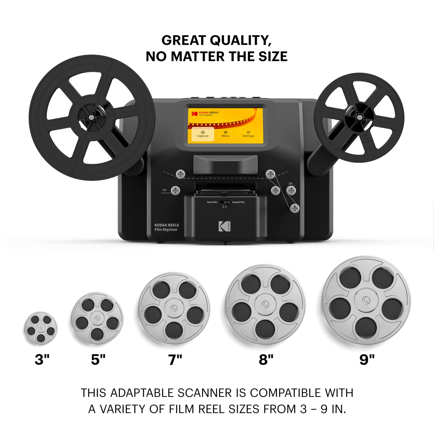Kodak Reels 8Mm & Super 8 Films Digitizer Converter With Big 5    Screen, Scanner Converts Film Frame By Frame To Digital Mp4 Fi