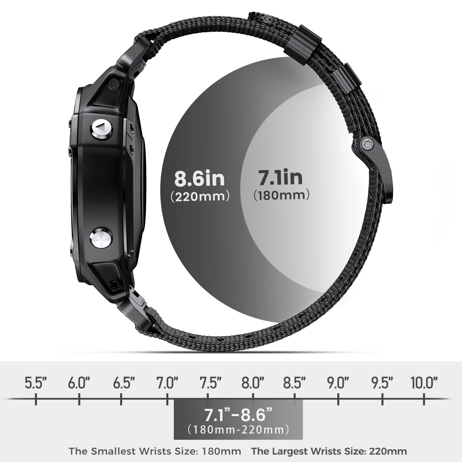 Cuzow Compatible With Garmin Fenix 6 Watch Band For Fenix 7/Fenix 6 Pro/5, 22Mm Quickfit Nylon Sport Watch Strap For Forerunner