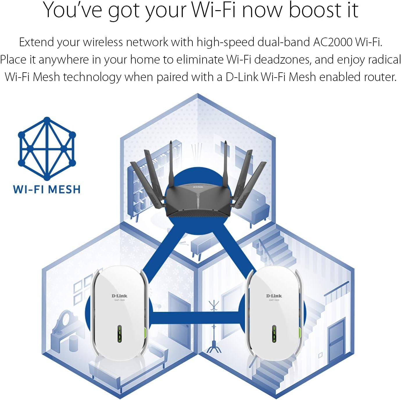 Ac2000 Adapter D Link Wifi Range Extender, Ac2000 Mesh Plug In Wall Signal Booster, C ...