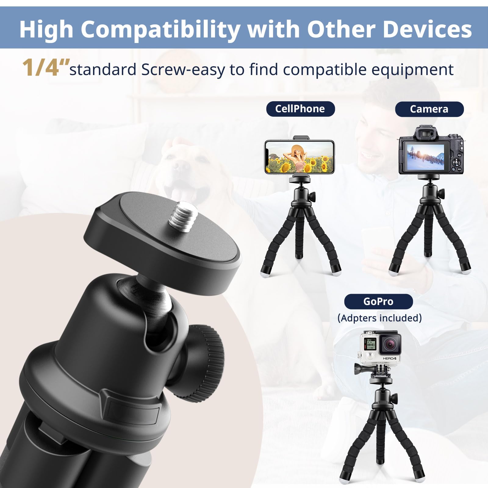 Eicaus Portable And Flexible Phone Tripod Stand For Cellphones, Compact Mini Tripod With Remote For Video Recording, Vlogging An