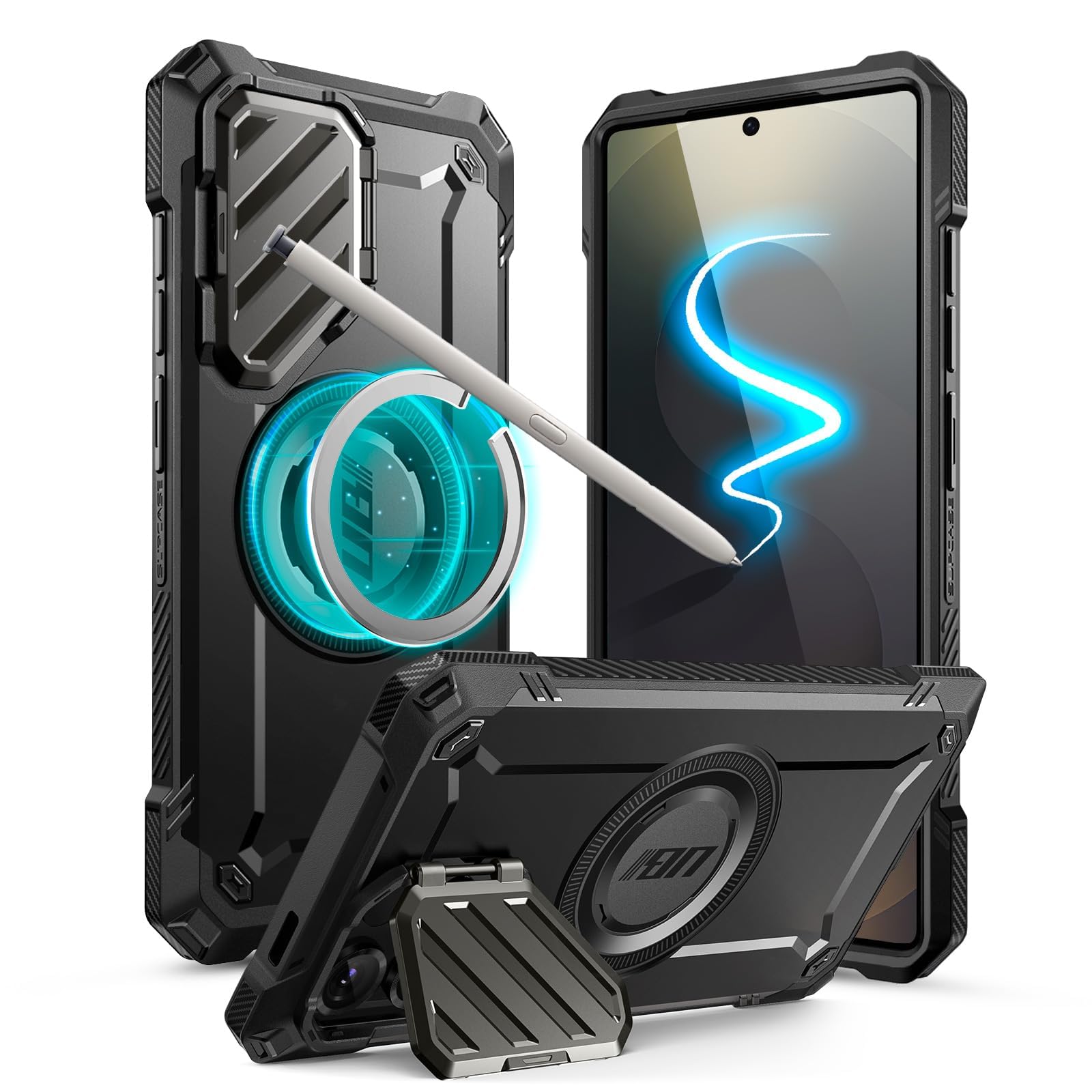 SUPCASE for Samsung Galaxy S25 Ultra Case with Camera Cover Stand (UBMag XT), [S Pen Friendly] [Compatible with MagSafe] [Milita