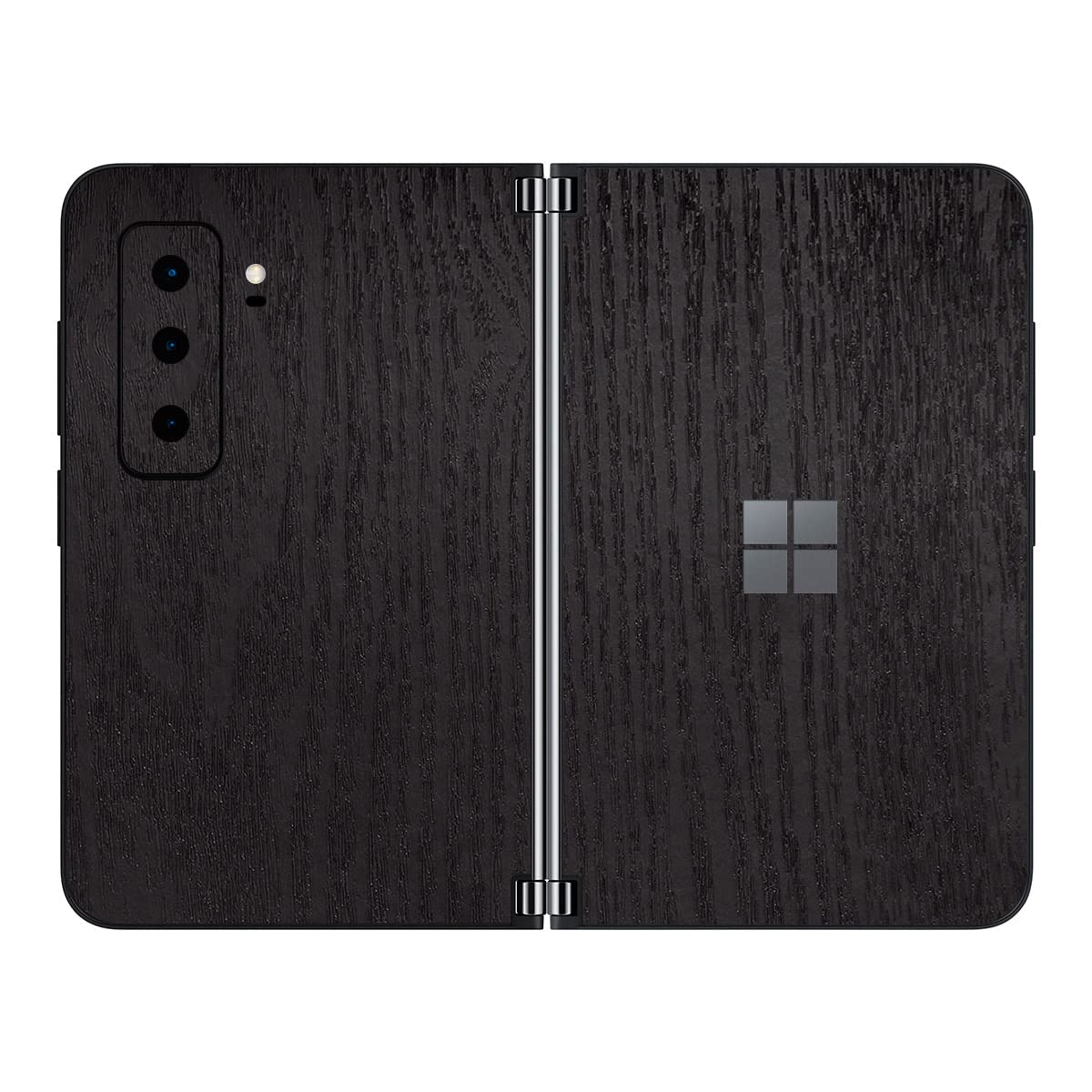 SopiGuard Sticker Skin for 2021 Microsoft Surface Duo 2 2nd Gen Edge-to-Edge Front and Rear Panels Vinyl Decal (Wood Black)