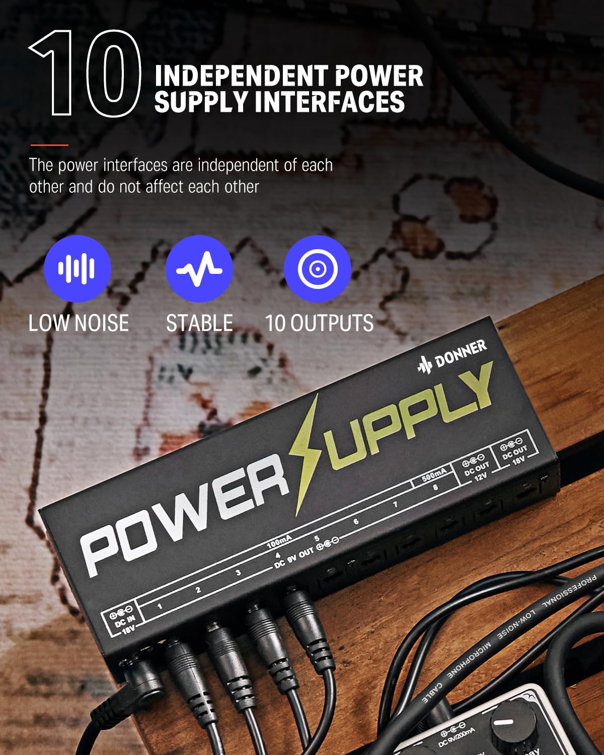 Donner Dp 1 Guitar Power Supply 10 Isolated Dc Output For 9V/12V/18V Effect Pedal