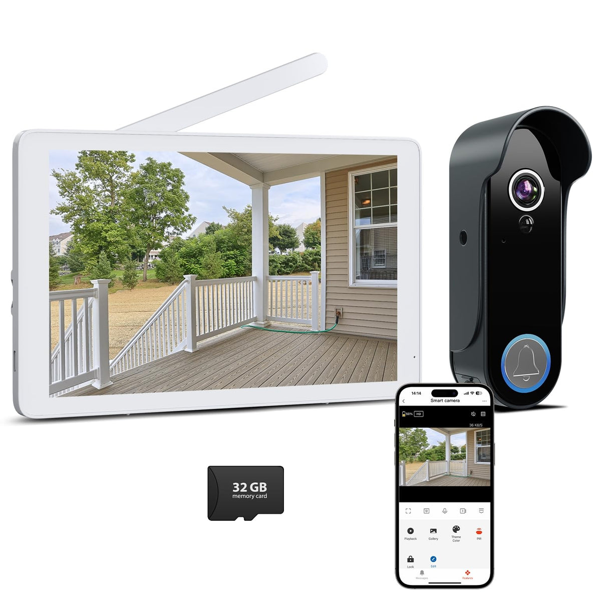 Bvavo Wireless Video Doorbell Intercom System, Smart Doorbell Camera With Monitor, 1080P Wifi Video Door Phone With 8'' Touch Sc