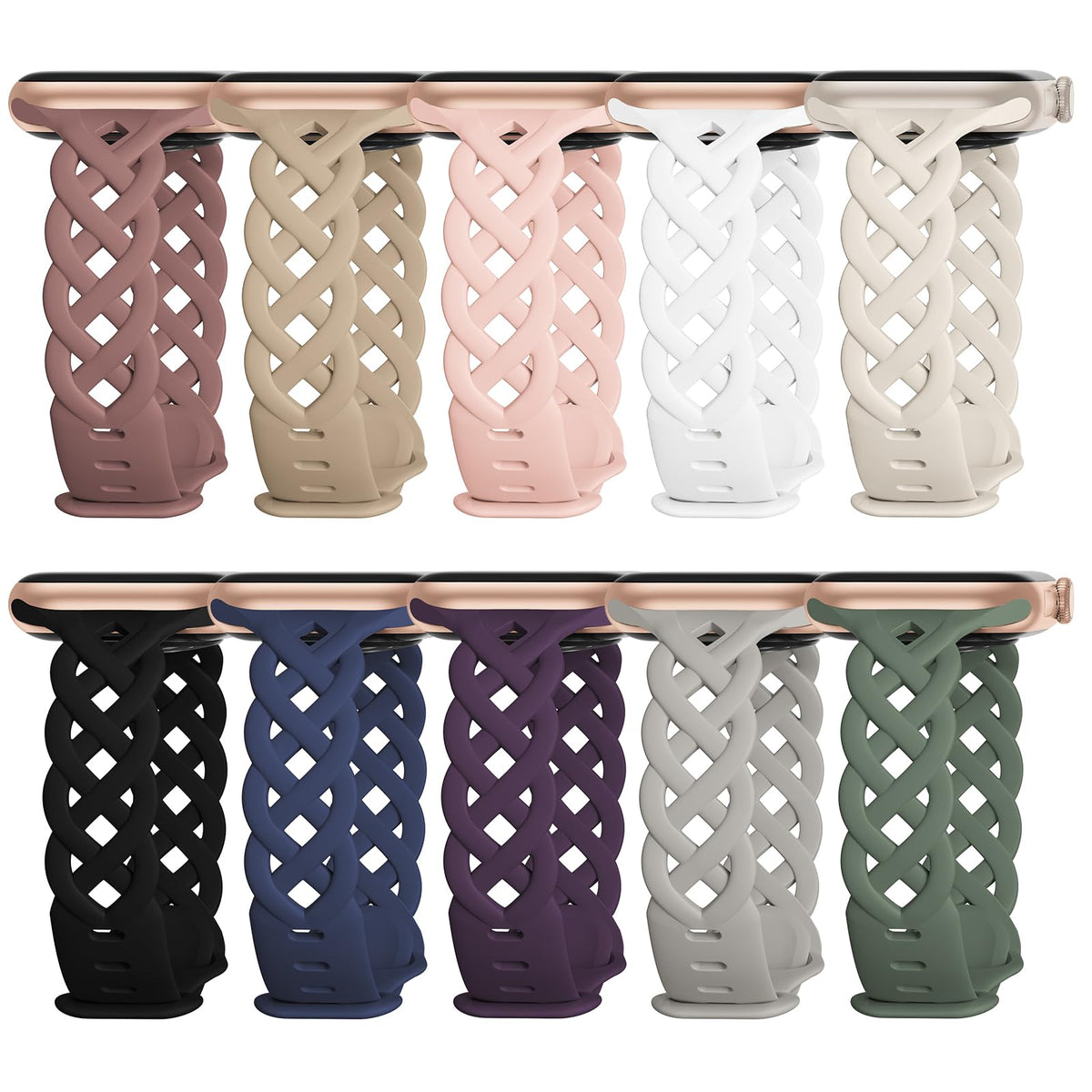 Slim Silicone Bands Compatible With Apple Watch Band 40Mm 38Mm 41Mm 44Mm 45Mm 42Mm Women Floral Breathable Braided Lace Thin Spo
