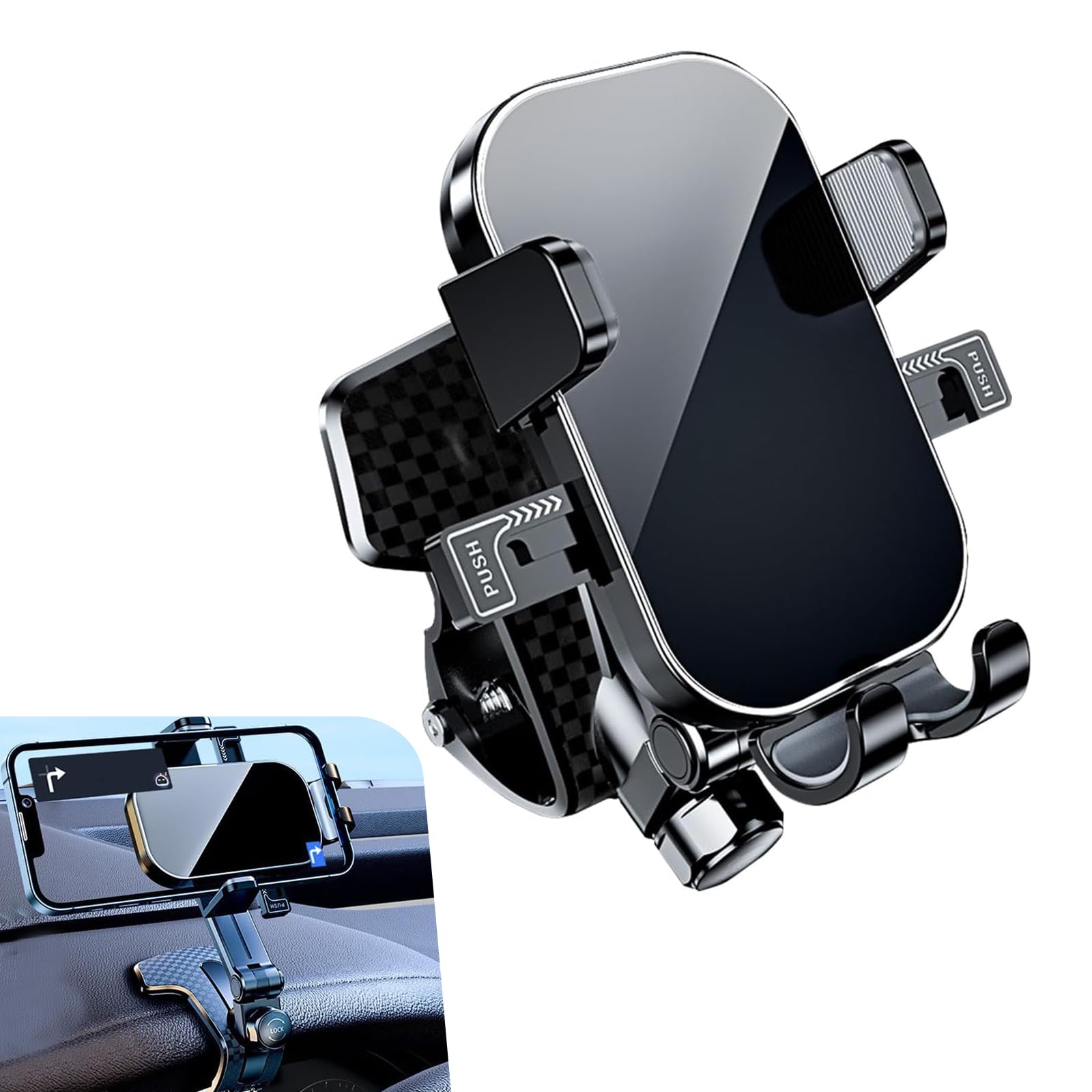 Shakas Center Dashboard Cell Phone Holder, Car Phone Holder Mount, One Hand Pickup And Placement Design Navigation Bracket, 4-7.