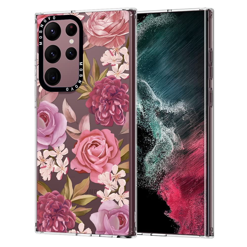 Mosnovo Galaxy S22 Ultra 5G Case, Clear Slim Tpu + Pc Cover, Blossom Floral Design For Women/Girls