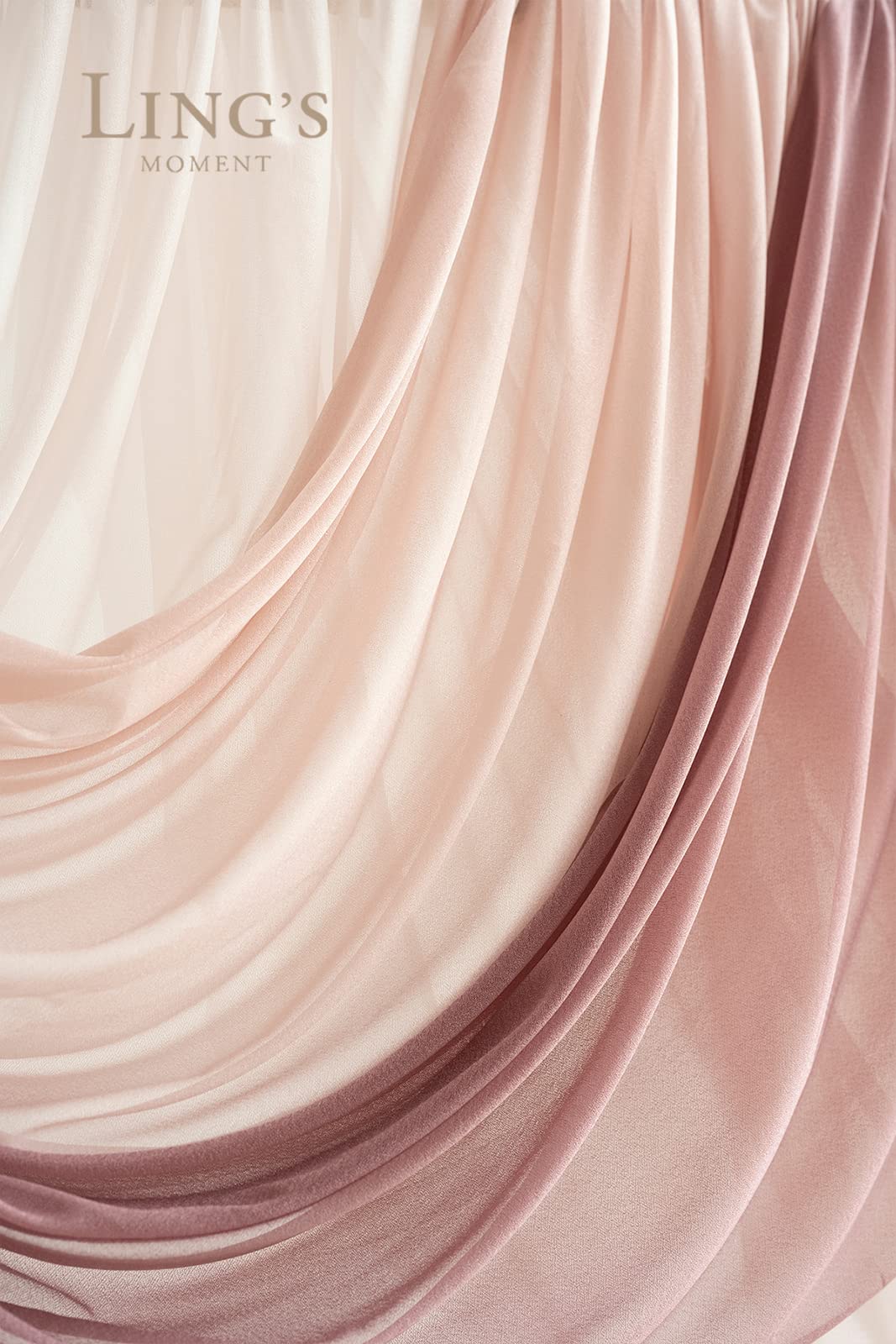 Ling'S Moment Easy Hanging Wedding Arch Chiffon Drape 3 Panels Pink 26.5Ft X 30'' W Fabric For Wedding Ceremony Reception Swag B