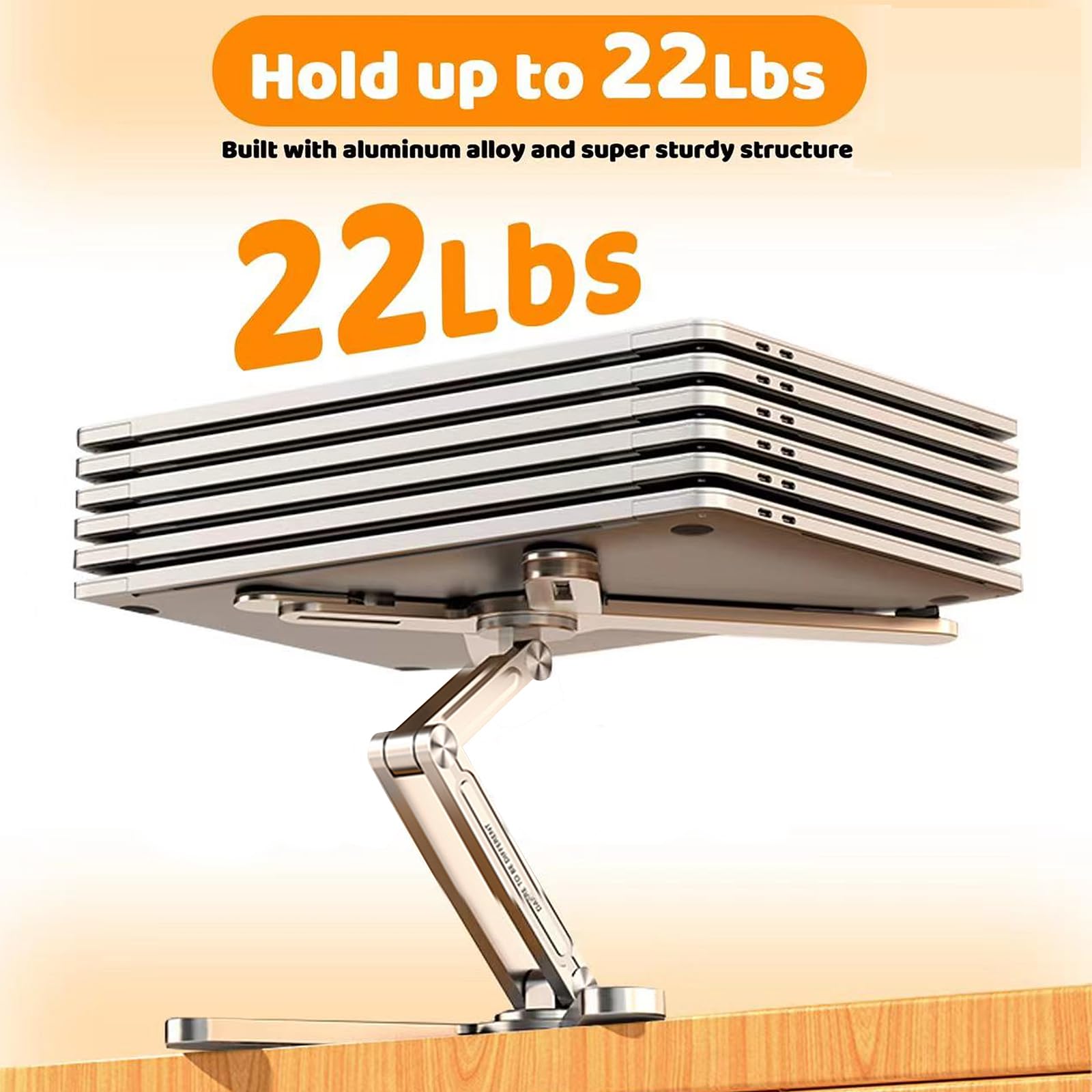 Moallia Laptop Stand With 360 Rotating Base, Computer Notebook Laptop Riser Metal Holder For Desk Collaborative Work, Fully Fold