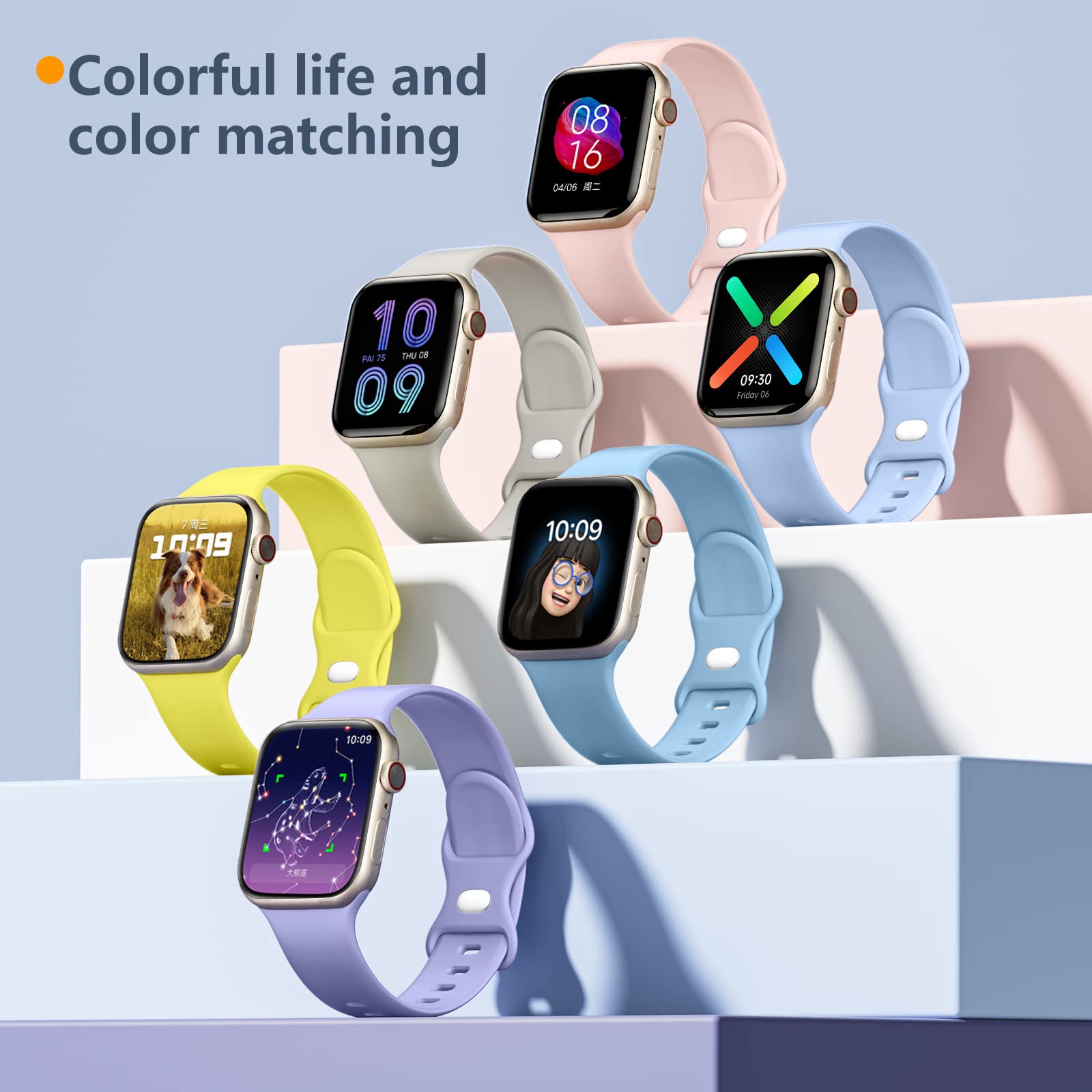 Daqin Compatible With Apple Watch Band 40Mm For Women Men Iwatch Band 38Mm 41Mm 42Mm 44Mm 45Mm 46Mm 49Mm, 8 Pack Soft Silicone S