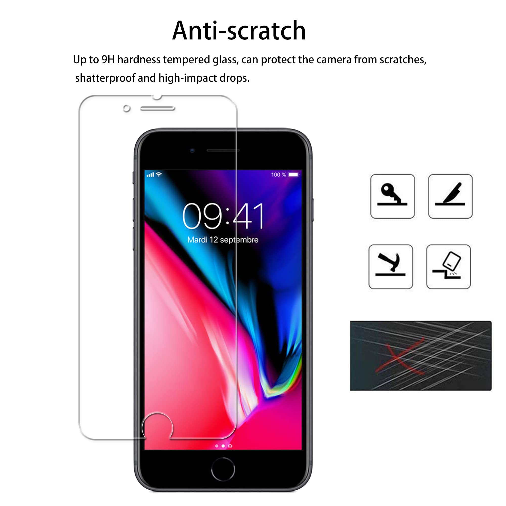 Hkkais Easy Alignment Frame Designed For Iphone8 Plus / Iphone7 Plus Tempered Glass Screen Protector Film 2 Pack