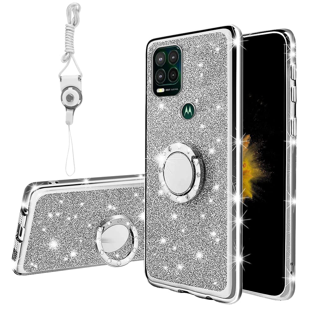 For Moto G Stylus 5G Case (2021) Cute Luxury Glitter Silicone Tpu Phone Case For Women Girls With Kickstand, Bling Diamond Rhine
