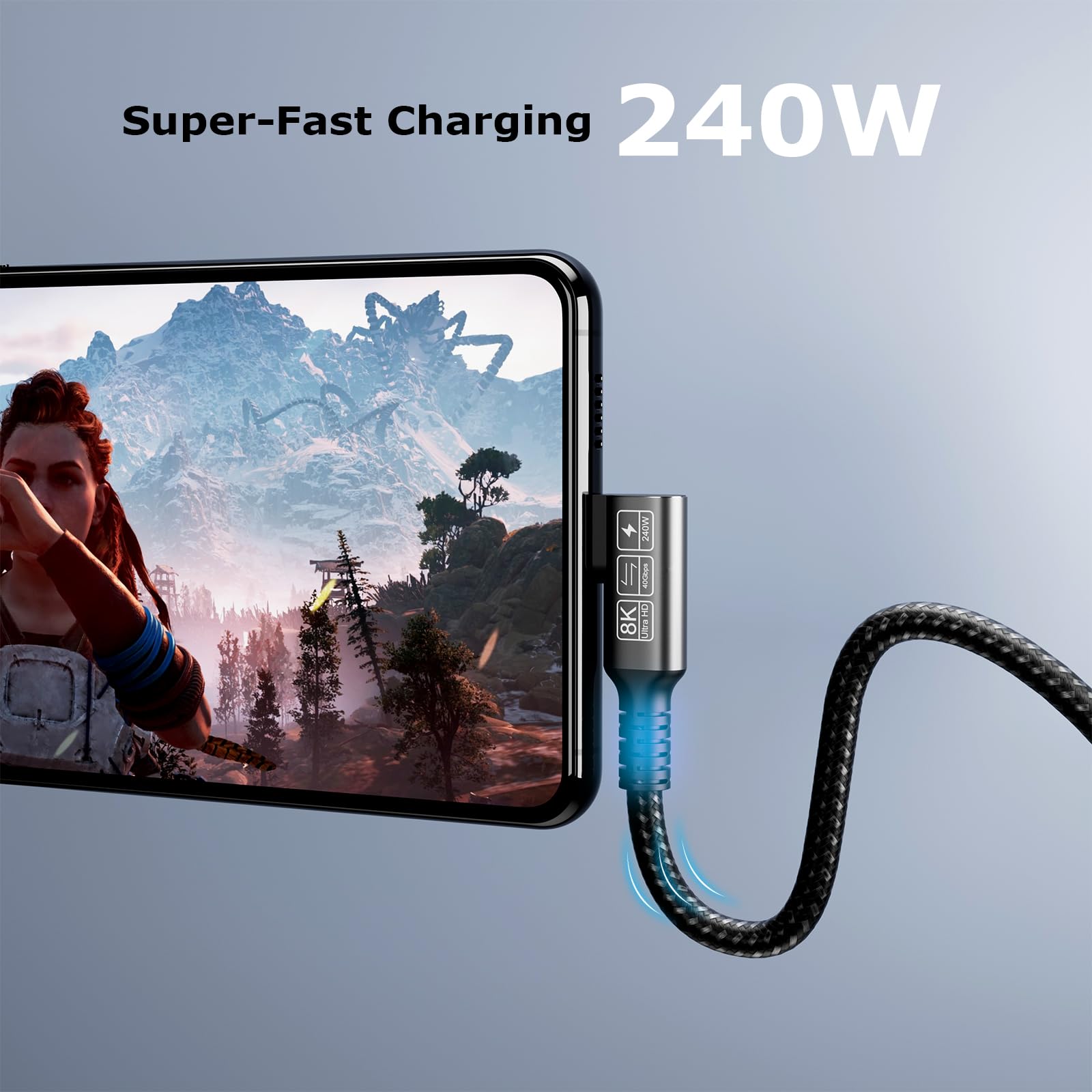 Usb C 4 Extension Cable, With Thunderbolt 4 Cable, 240 W Charging Cable, 40 Gbps Data Cable, 8K @ 60Hz 4K, Pd3.1, Usb C Female Cable, For Hub, Dock Macbook, Ssd