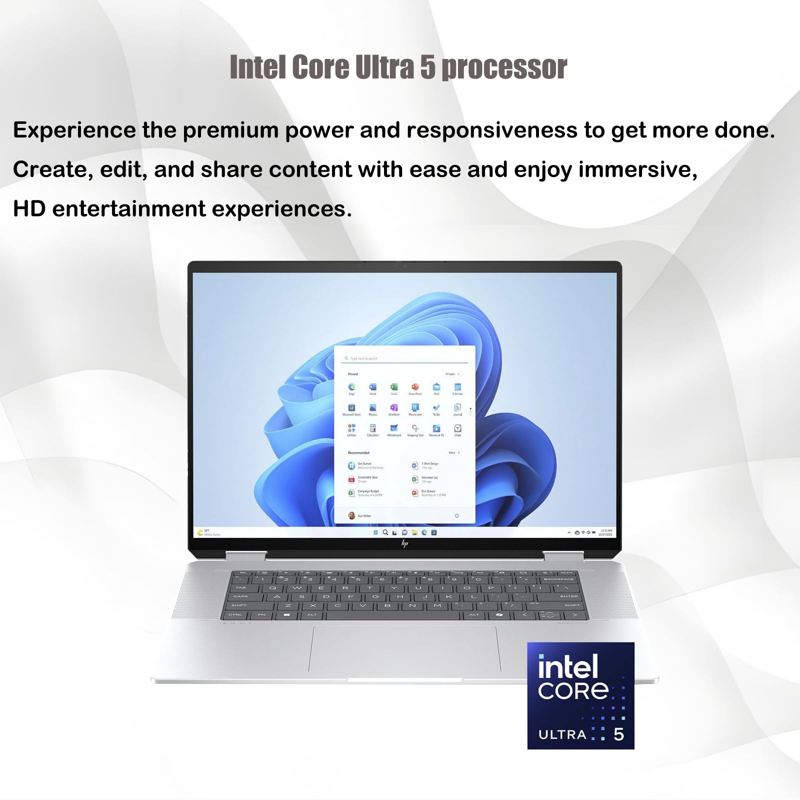 Hp Envy 2-In-1 Laptop, 16'' Wide Ultra Xga (1920 X 1200) Touchscreen, Intel Core Ultra 5-16Gb Memory, 512Gb Pcie Ssd, 5Mp Ir Cam