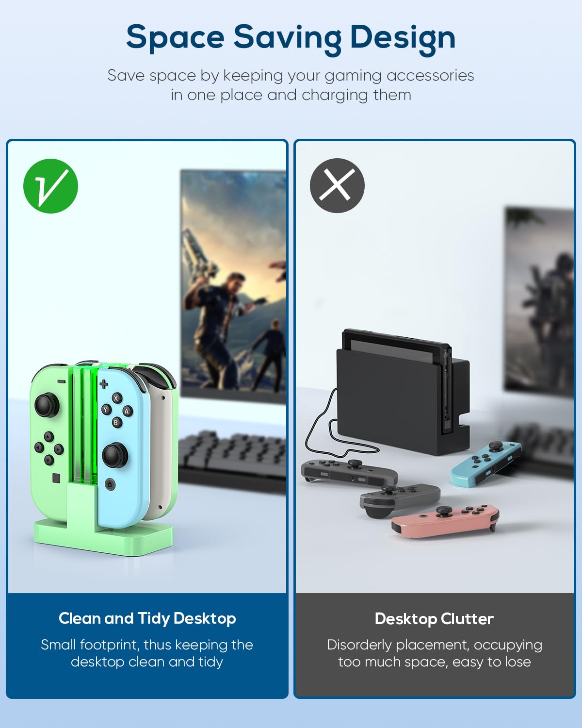 Charging Dock Replacement For Switch & Charger For Switch Oled Console For Joy Cons, Charging Station With A Usb Type-C Charging