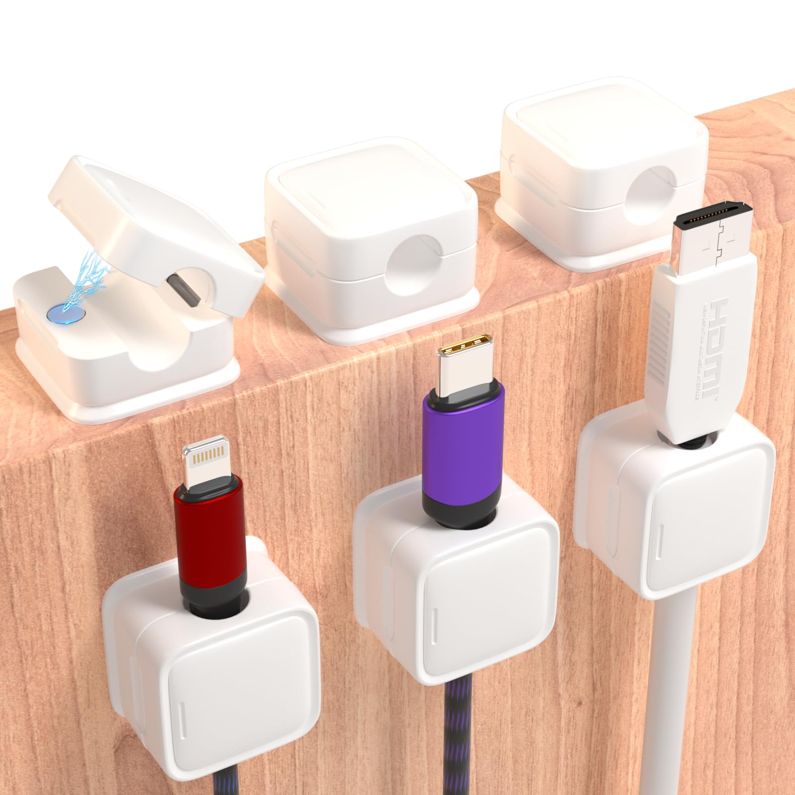 6 Pack Magnetic Cord Organizer, Easy Secure Adhesive Cable Management, Wire Holder Keeper Organizer Management, Hide Or Organize