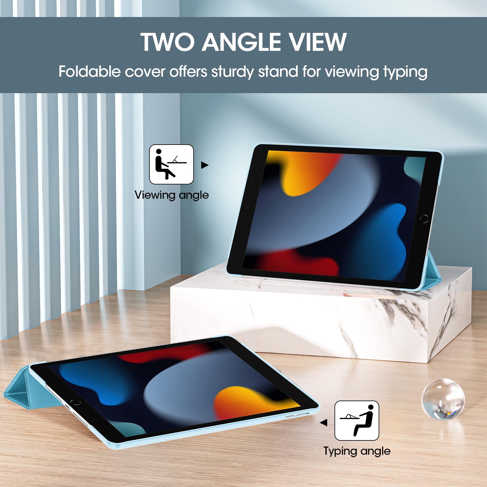 Procase For Ipad 9Th Generation 2021/ Ipad 8Th Generation 2020/ Ipad 7Th Generation 2019 Case, Ipad 10.2 Case Ipad Cover 9Th Generation  Babyblue