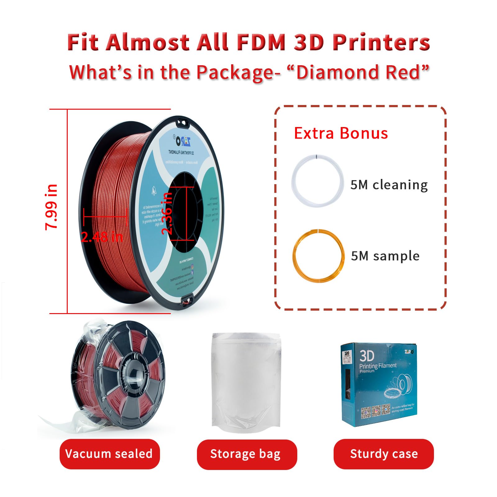 Ziro Pla Glitter Filament 1.75Mm,3D Printer Filament Pla Diamond Series 1.75 1Kg(2.2Lbs), Dimensional Accuracy +/  0.05Mm,Diamon