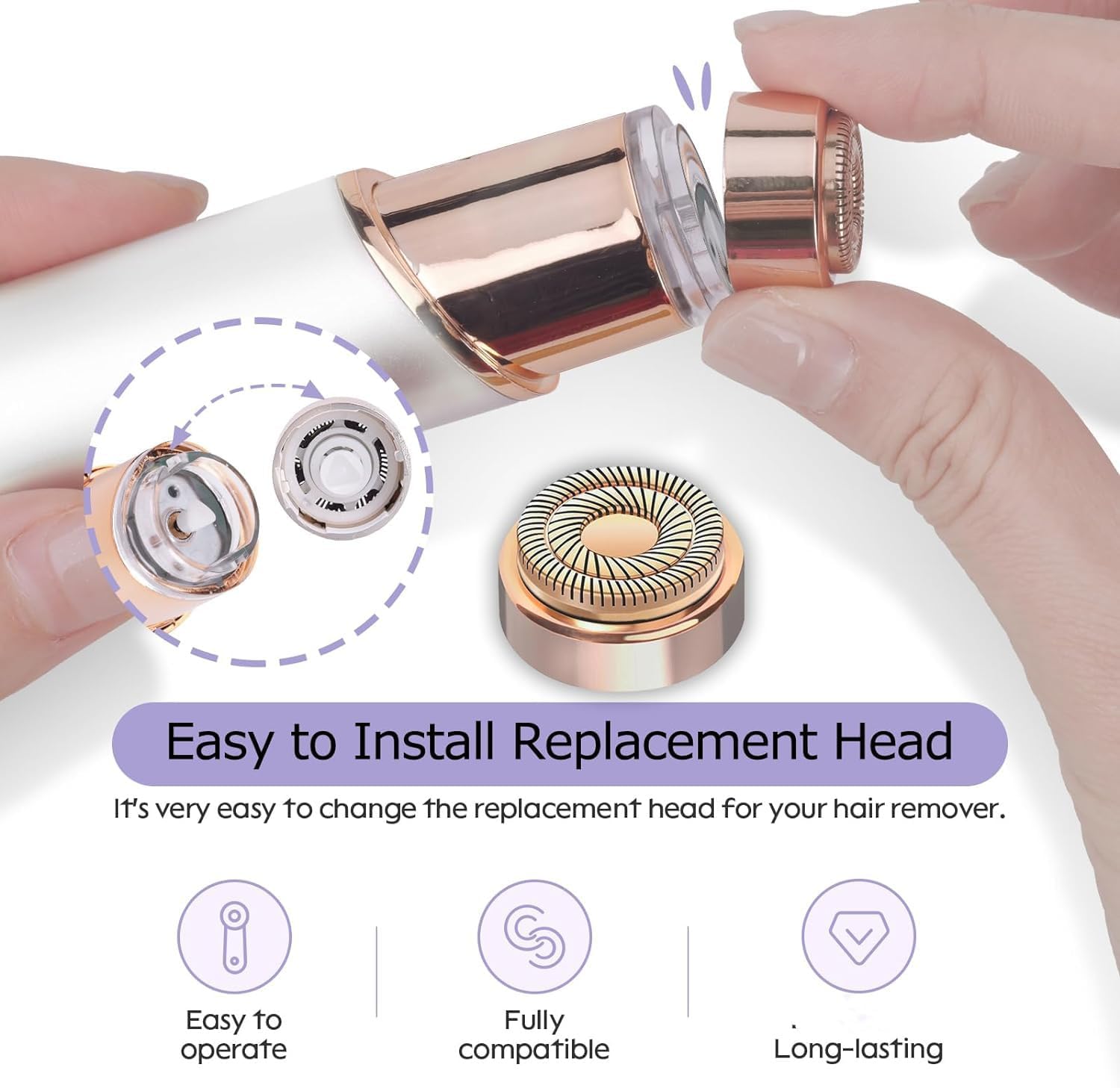 Gen 2 Replacement Heads For Flawless Facial Hair Remover, Shaver Pro Replacement Blades Heads Compatible With Finishing Touch Fl