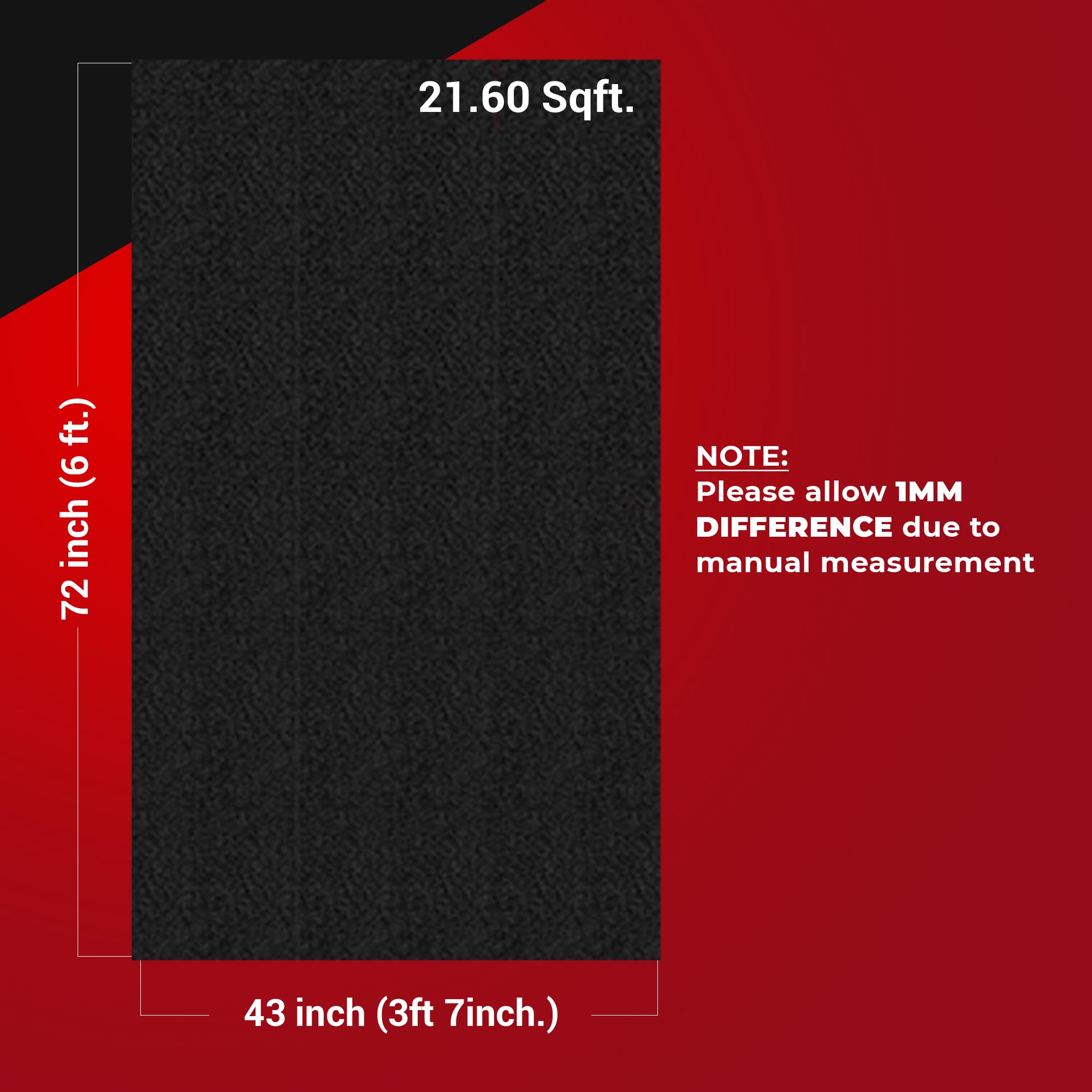 Bbox Black Carpet Non Woven Febric | Length: 72 Inch (6 Ft.), Width: 43 Inch (3Ft 7In) | For Speaker Sub Box Carpet Home, Auto,