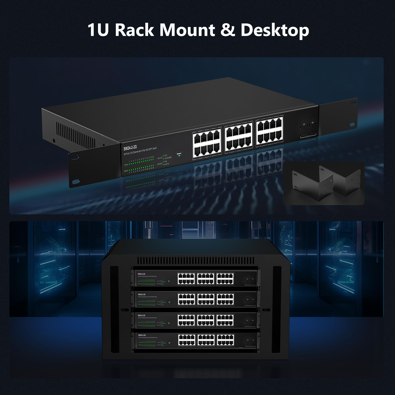 24 Port 2.5Gb Ethernet Network Switch 24 X 2.5 Gigabit Base T Port | 2 X 10G Sfp+ | Compatible With 10 100 1000Mbps Devices | Fa