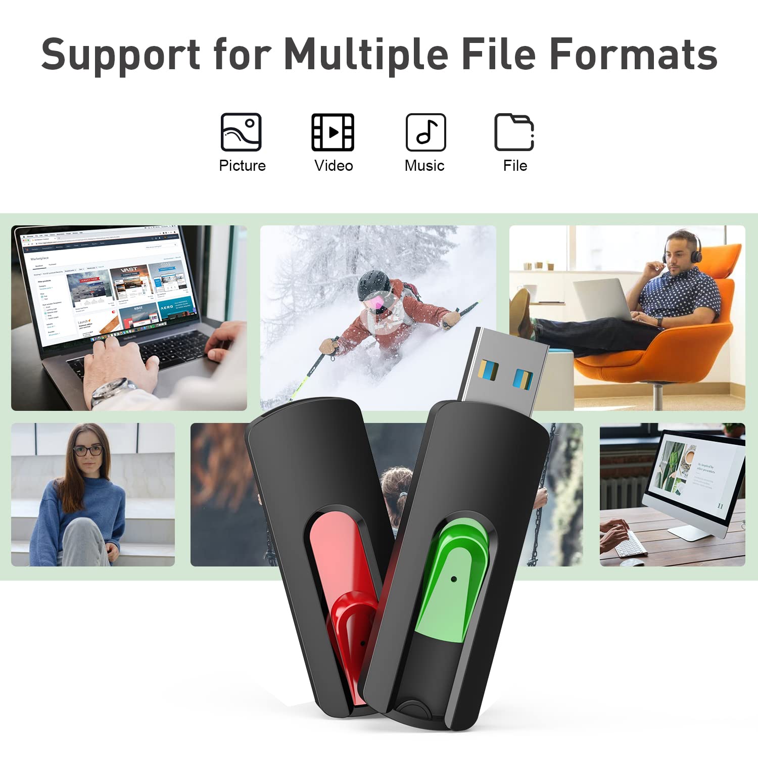 32Gb Flash Drive, Aiibe 32Gb Usb 3.0 Flash Drive 10 Pack 32Gb Usb Flash Drives Thumb Drive Retractable Memory Stick Usb Drive For Data Storage (32Gb, 5 Mixed Colors)