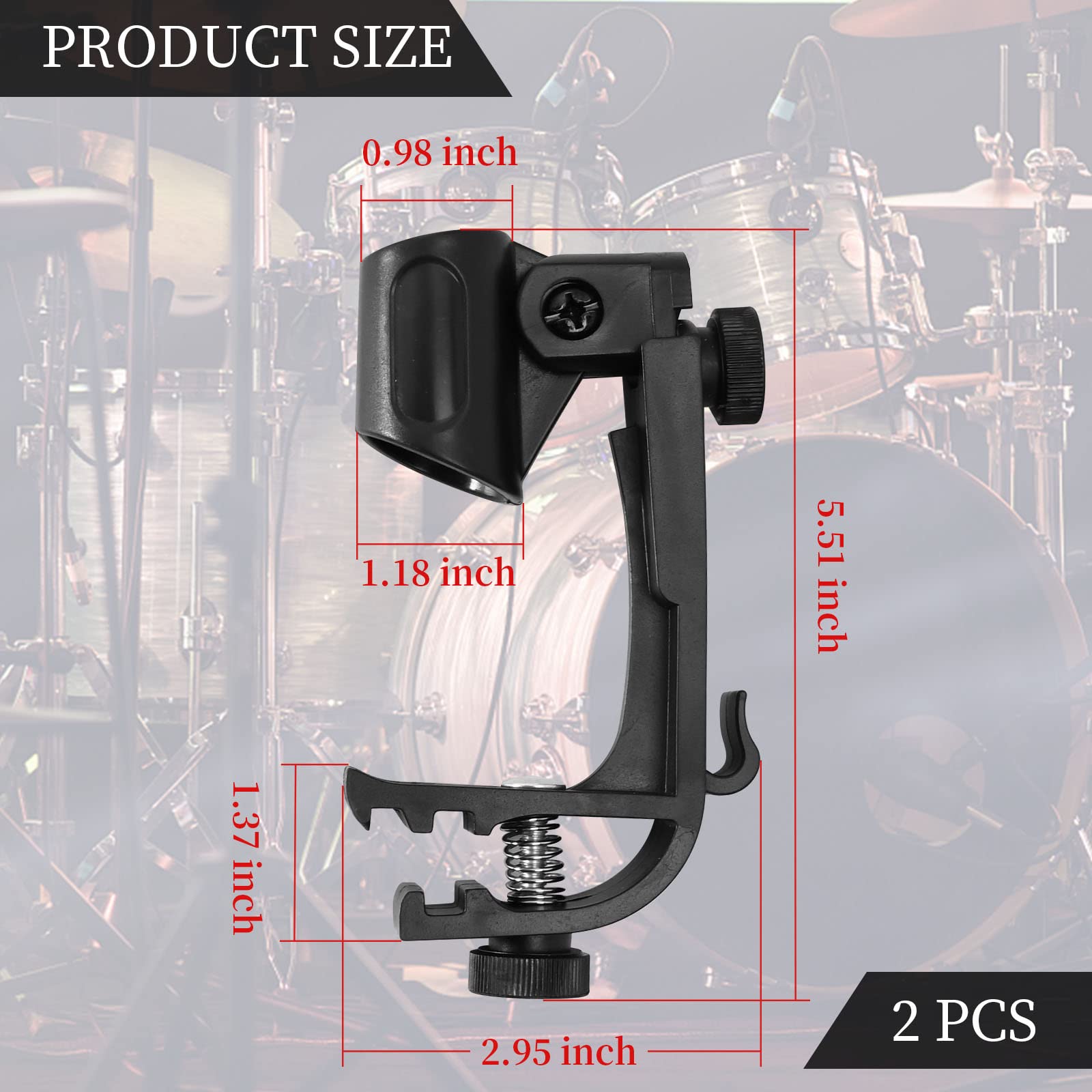 Zudksuy 2-Pcs Microphone Clips For Drums Microphone Clip Microphone Clips For Stands Mic Clips Adjustable Drum Loop Microphone C