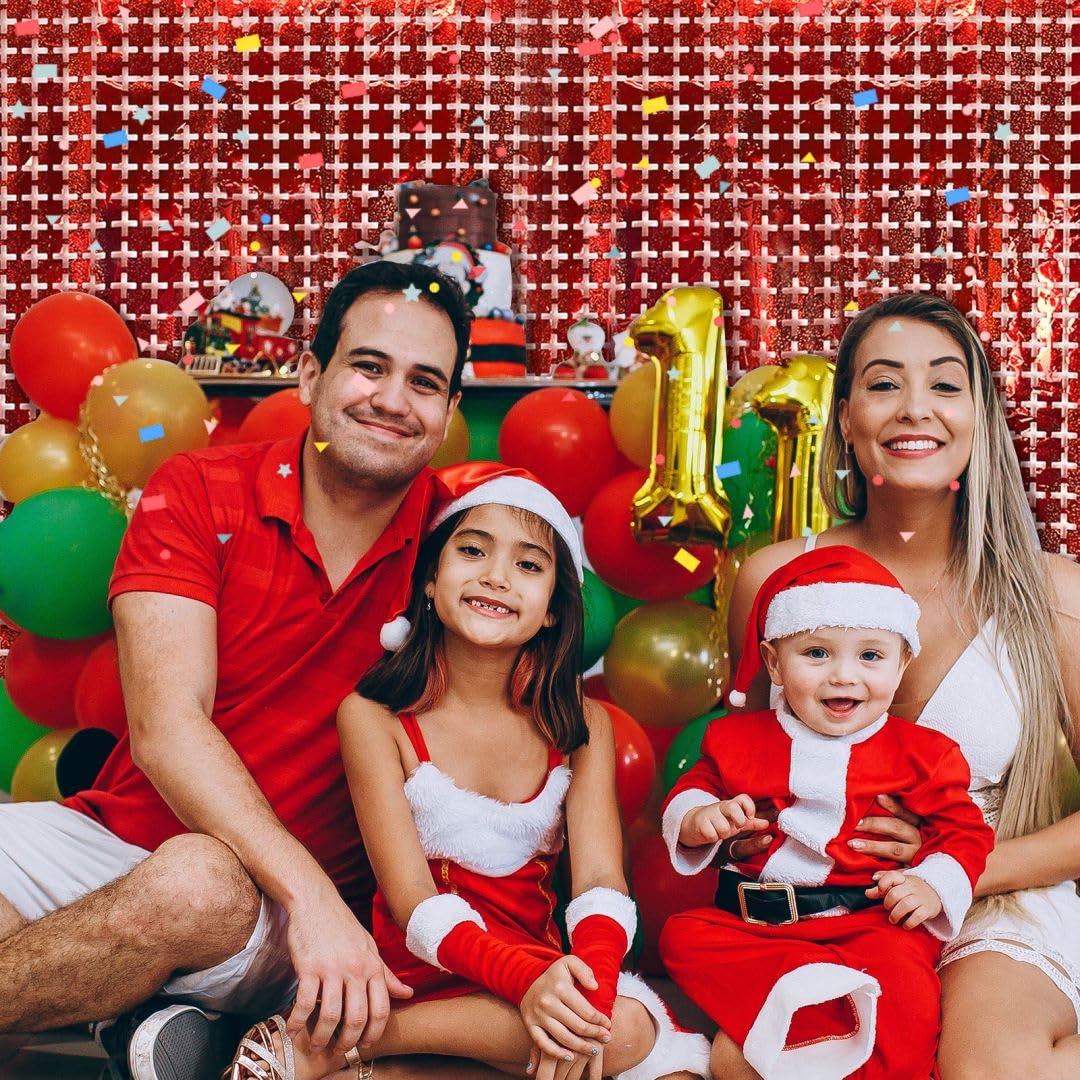 Square Tinsel Curtain Party Backdrop   2Pcs Glitter Foil Fringe Curtain Party Decor Red Photo Booth Backdrop Streamers For Hallo