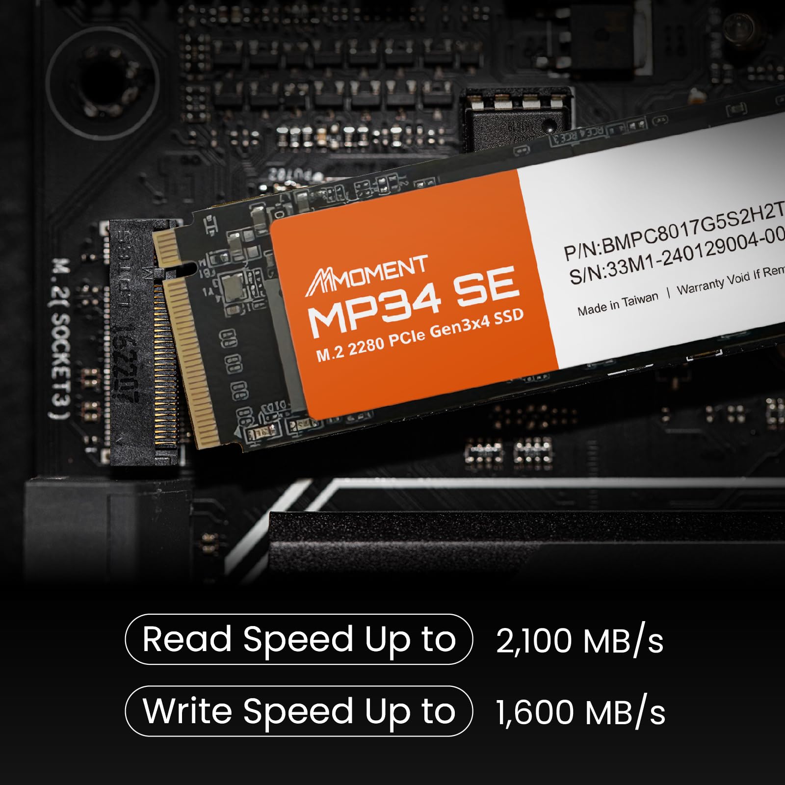 Mmoment Mp34 Se 1Tb Pcie Gen3 Nvme M.2 2280 Internal Solid State Drive, Gen3.0X4 Read Speed Up To 2100Mb/S For Latop And Pc