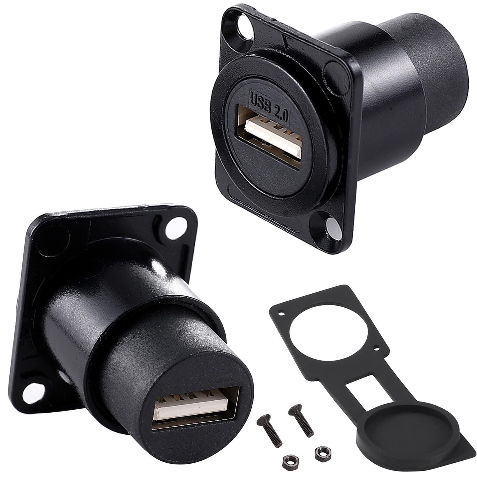 Penglin 2Pack Usb 2.0 Panel Mount Connector, D Type Module Usb Pass Through Coupler, Female To Female Bulkhead Extension Interfa