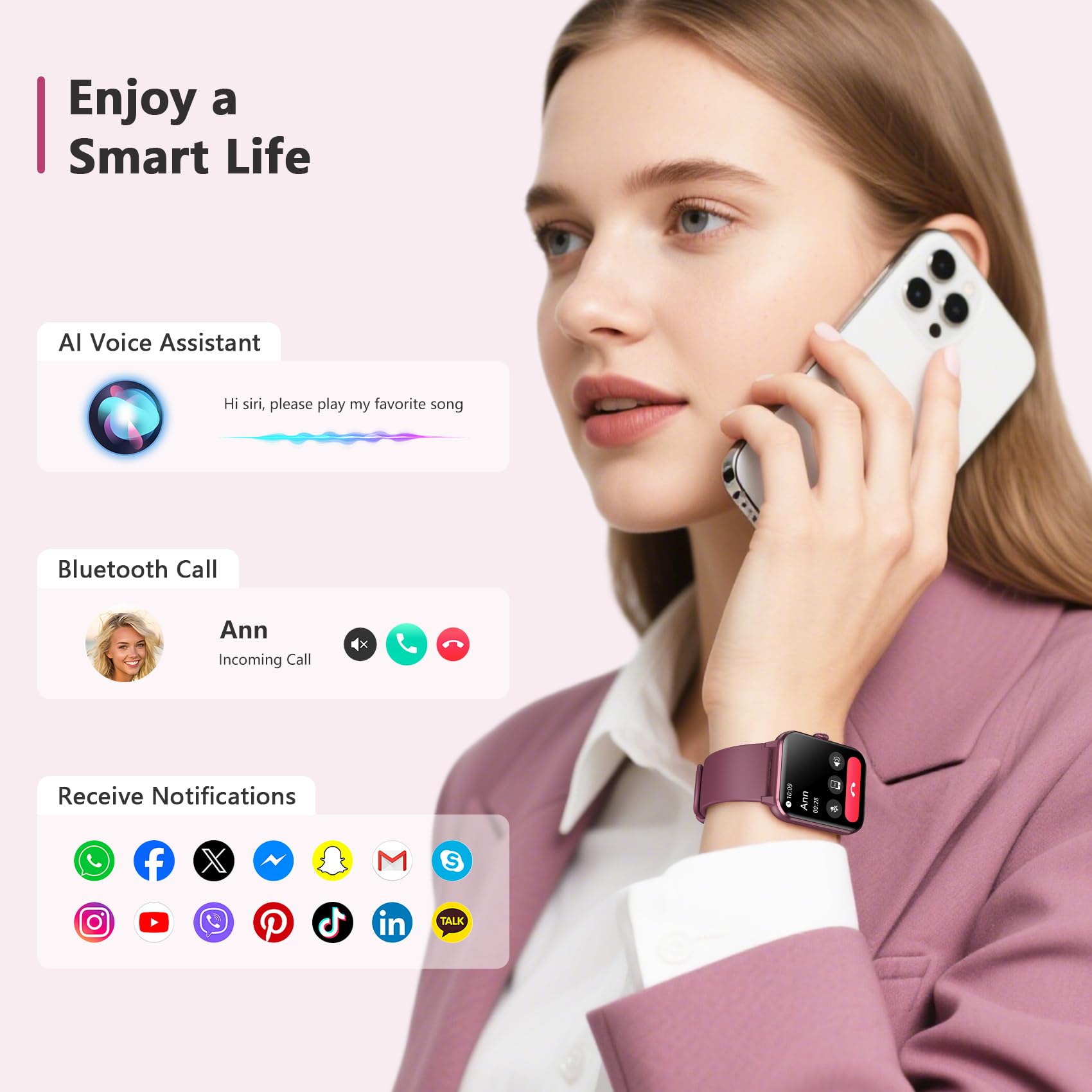 Blackview 2025 Fitness Tracker (Answer/Make Calls), Smart Watch For Men And Women With Heart Rate/Spo2/Sleep Monitor/2 Straps, 1