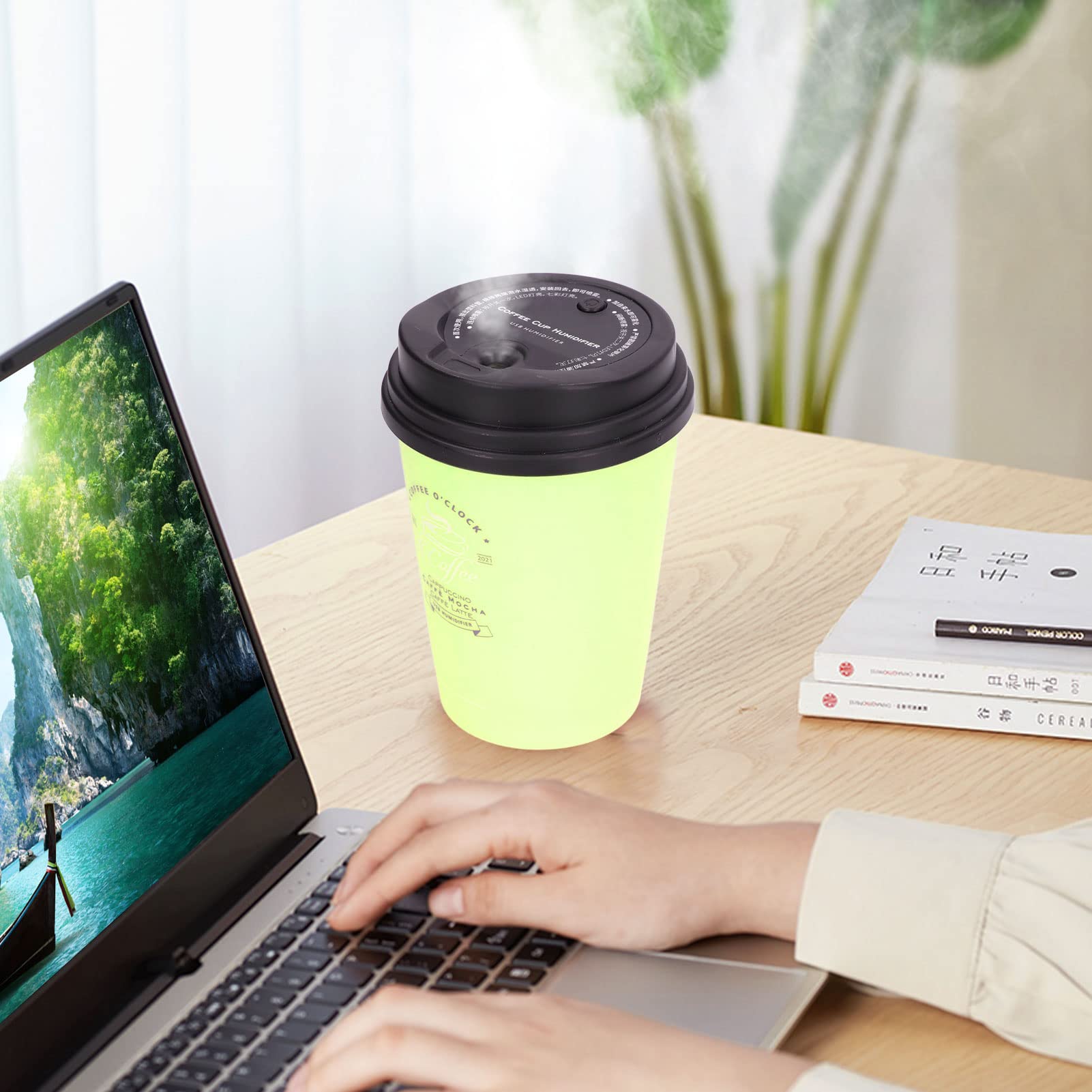 Humidifiers For Bedroom, 300Ml Cool Mist Humidifiers, Usb Mini Cute Coffee Cup Humidifier, Car Humidifier, Desk Humidifier, Smal