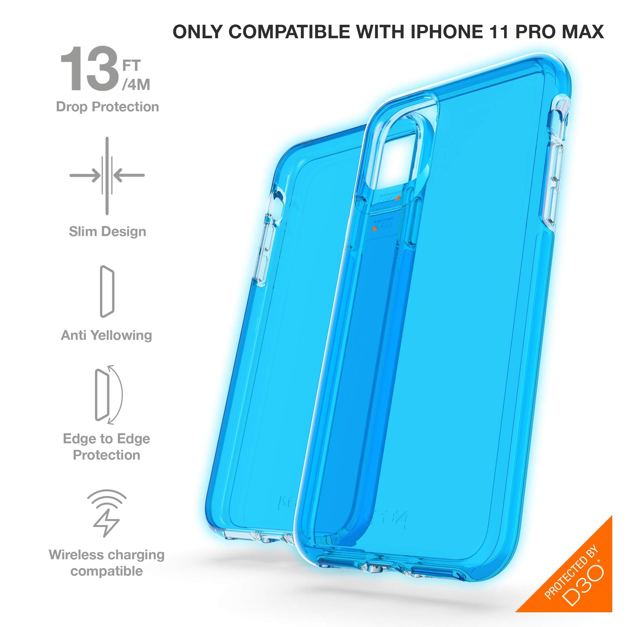 Zagg Gear4 Crystal Palace Neon Compatible With Iphone 11 Pro Max Case, Advanced Impact Protection With Integrated D3O Technology