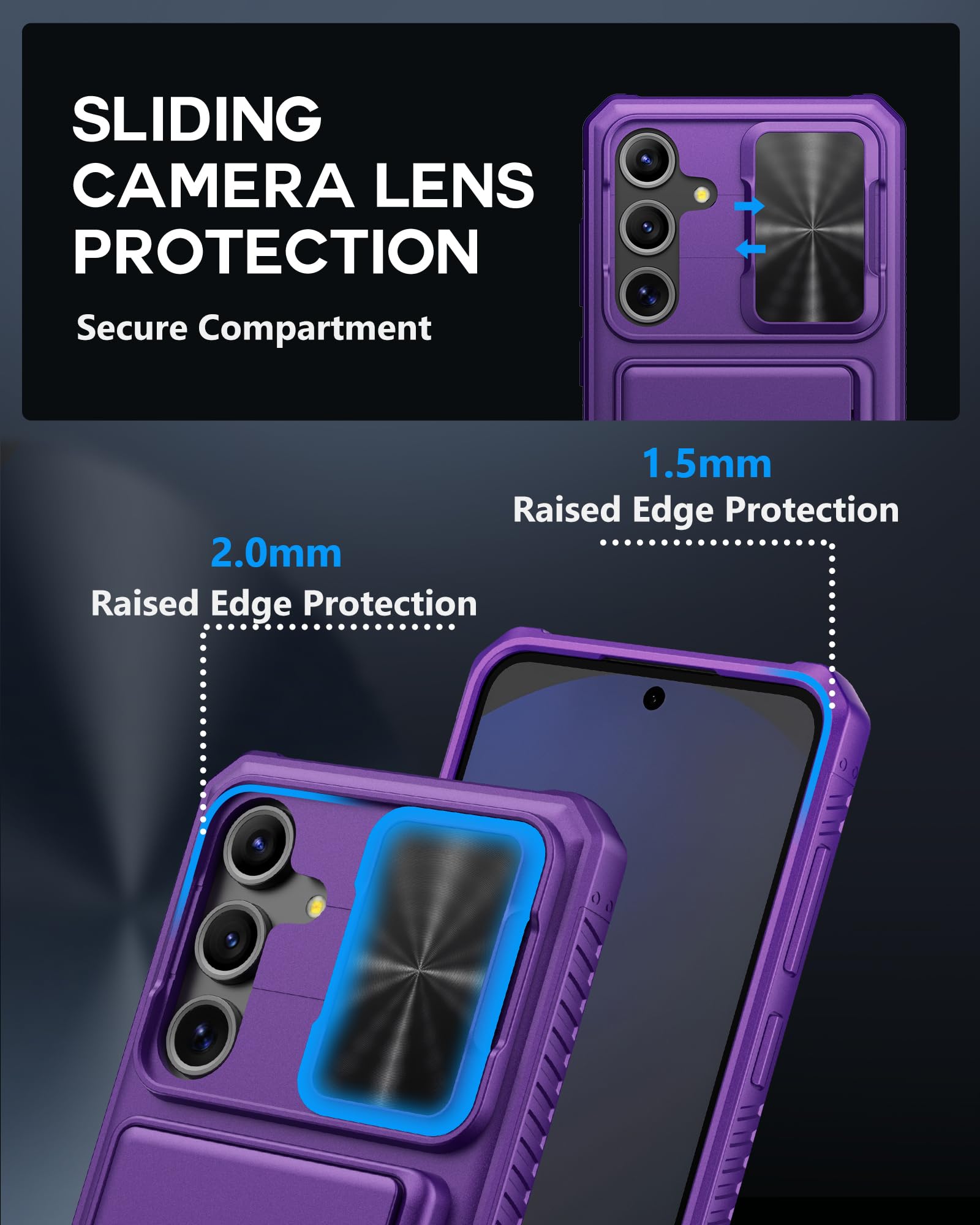 Atatoo For Samsung Galaxy S24 Fe Case Wallet With Card Holder(Store 4 5 Cards) & Slide Lens Cover, Military Grade Protection, Ru