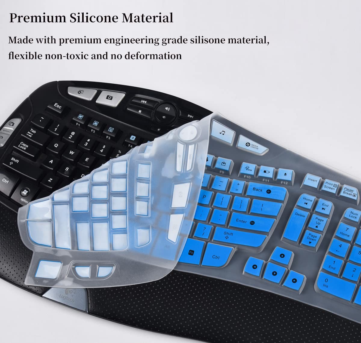 Keyboard Cover For Logitech K350 Mk550 Mk570 Wireless Wave Keyboard, Ultra Thin Silicone Keyboard Protector For Logitech K350 Mk